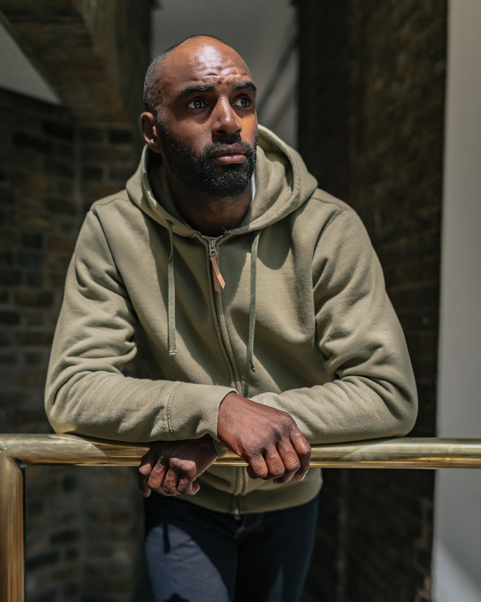 14oz Ultra Heavyweight Loopwheel Cotton Zip Up Hoodie Olive