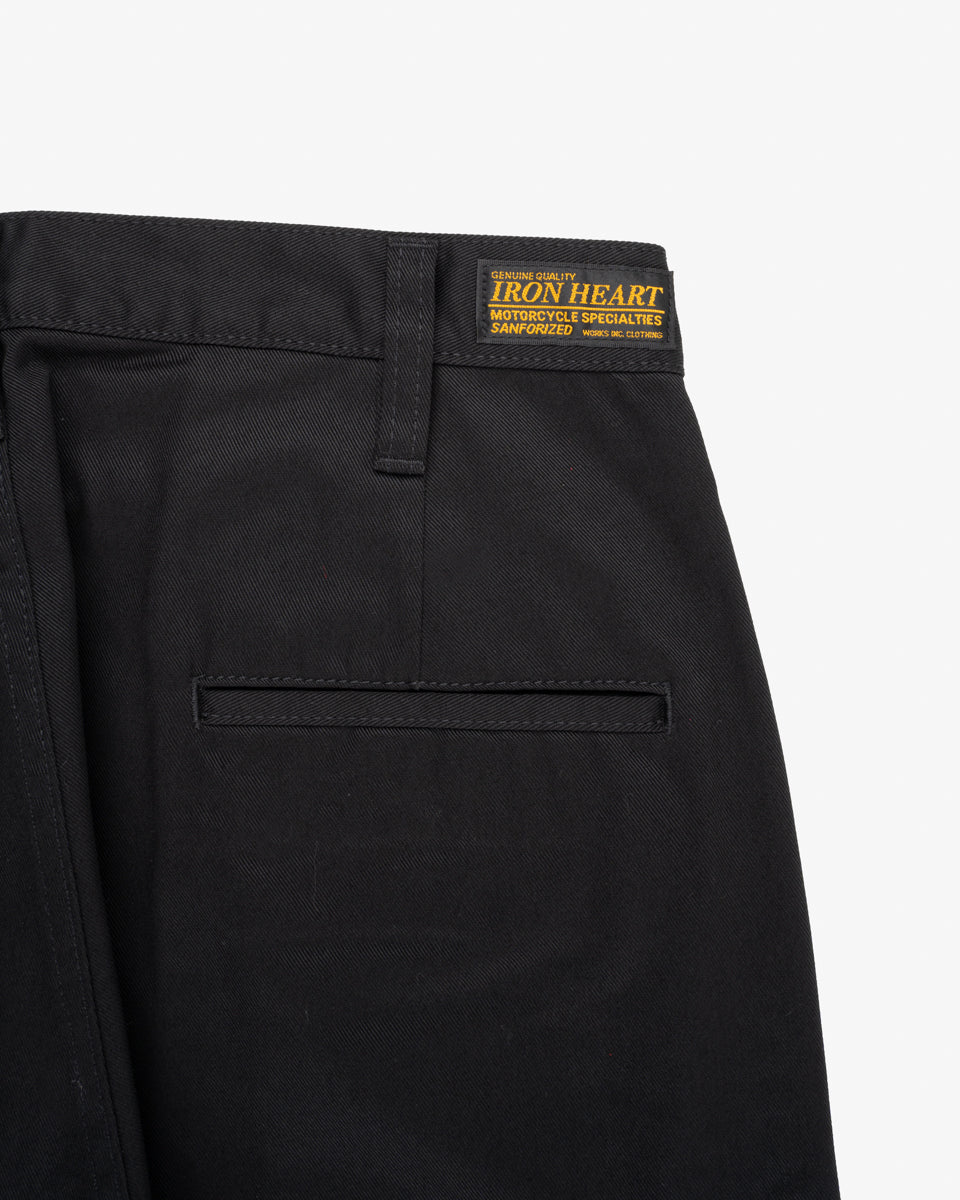 9oz Mercerised Selvedge Cotton Relaxed Tapered Cut Chinos - Black