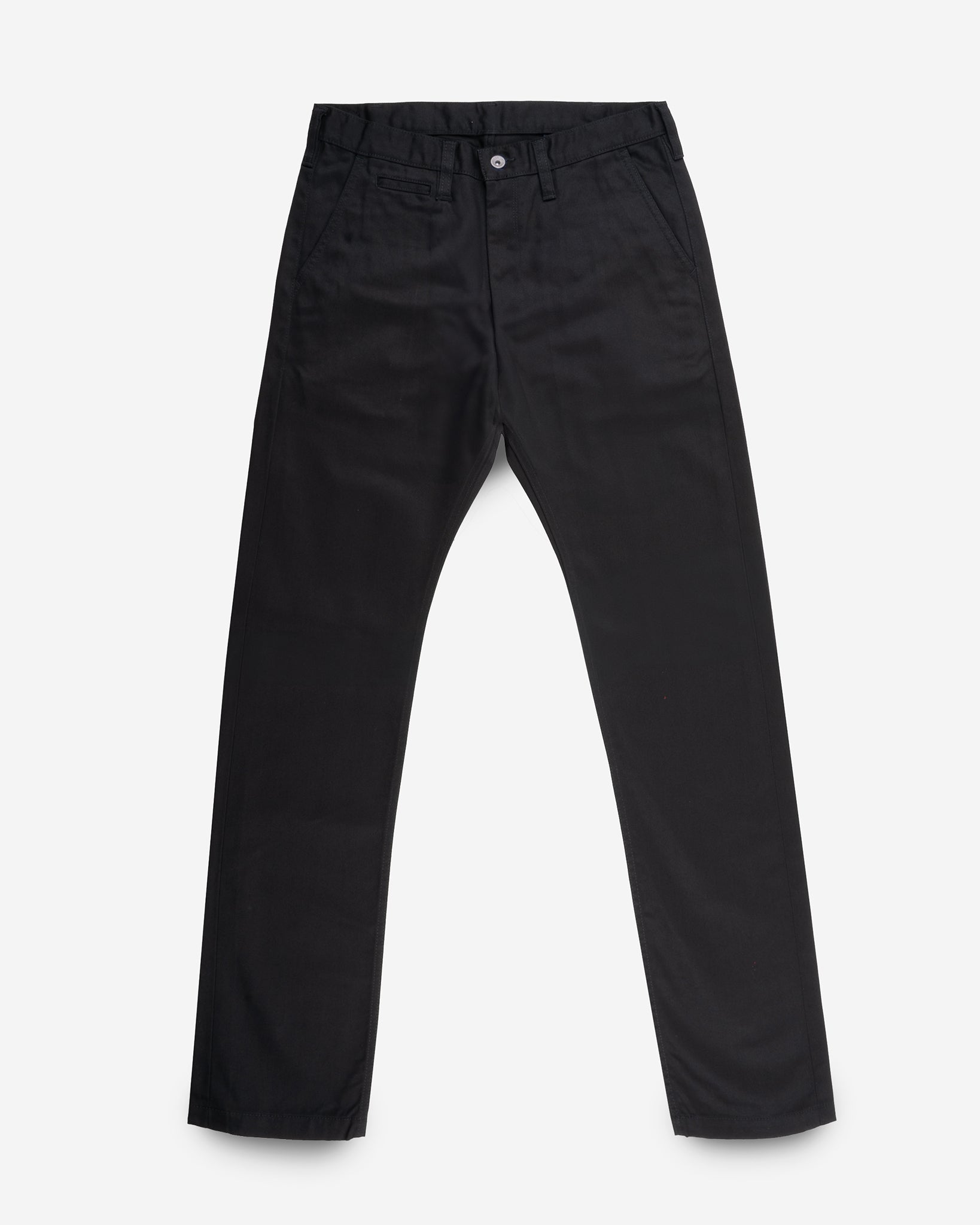 9oz Mercerised Selvedge Cotton Relaxed Tapered Cut Chinos - Black