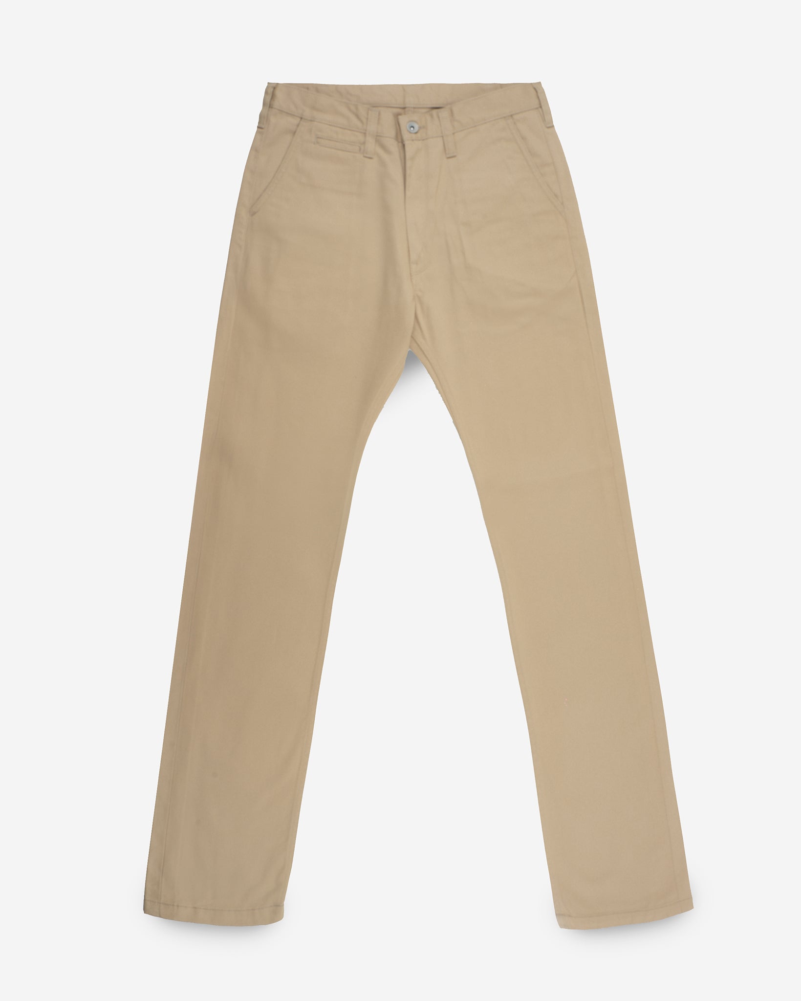 9oz Mercerised Selvedge Cotton Relaxed Tapered Cut Chinos - Khaki