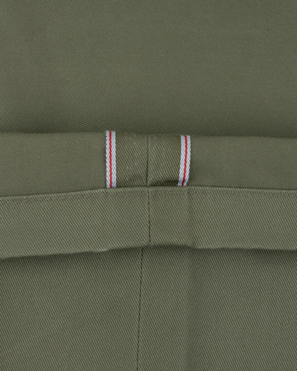 9oz Mercerised Selvedge Cotton Relaxed Tapered Cut Chinos - Olive