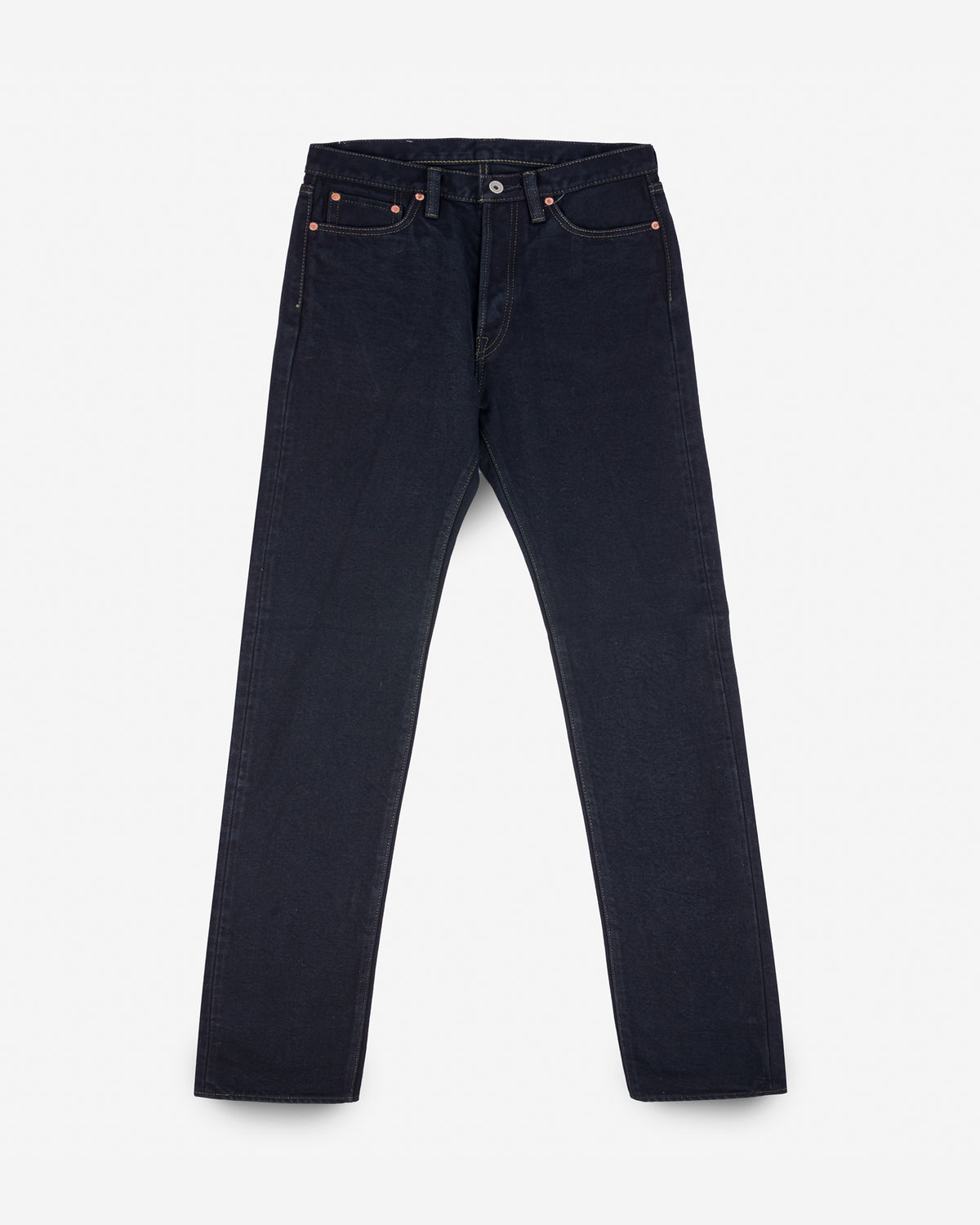 Selvedge Denim Relaxed Tapered Cut Jeans Indigo Overdyed