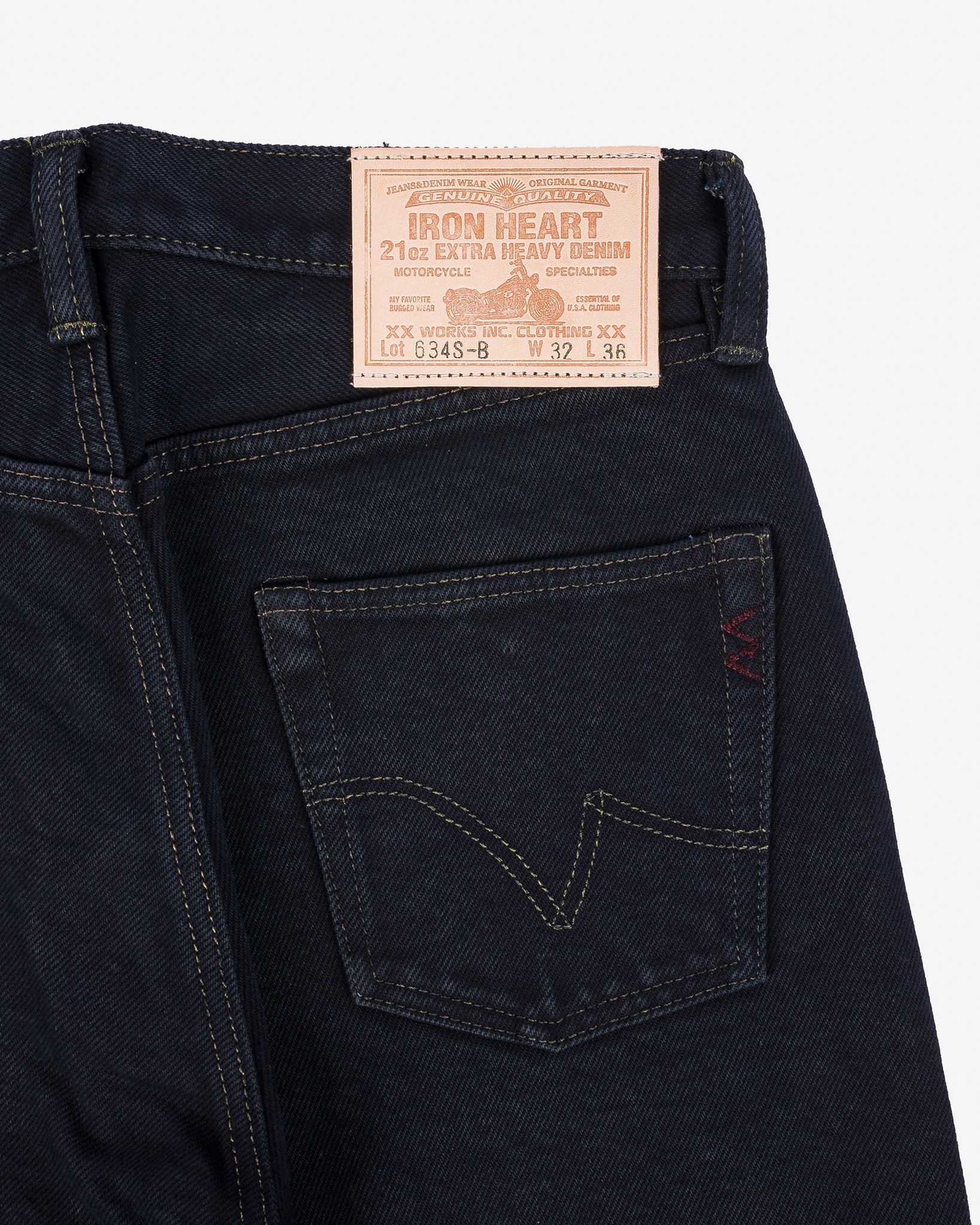 21oz Selvedge Denim Straight Cut Jeans - Indigo Overdyed Black