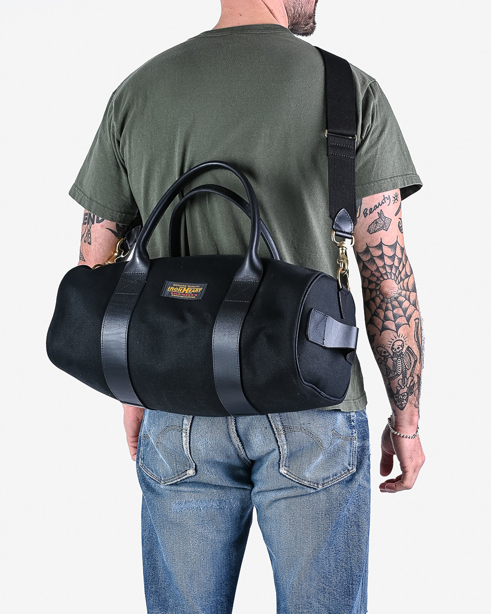 21oz Denim and Buttero Leather Holdall - Superblack