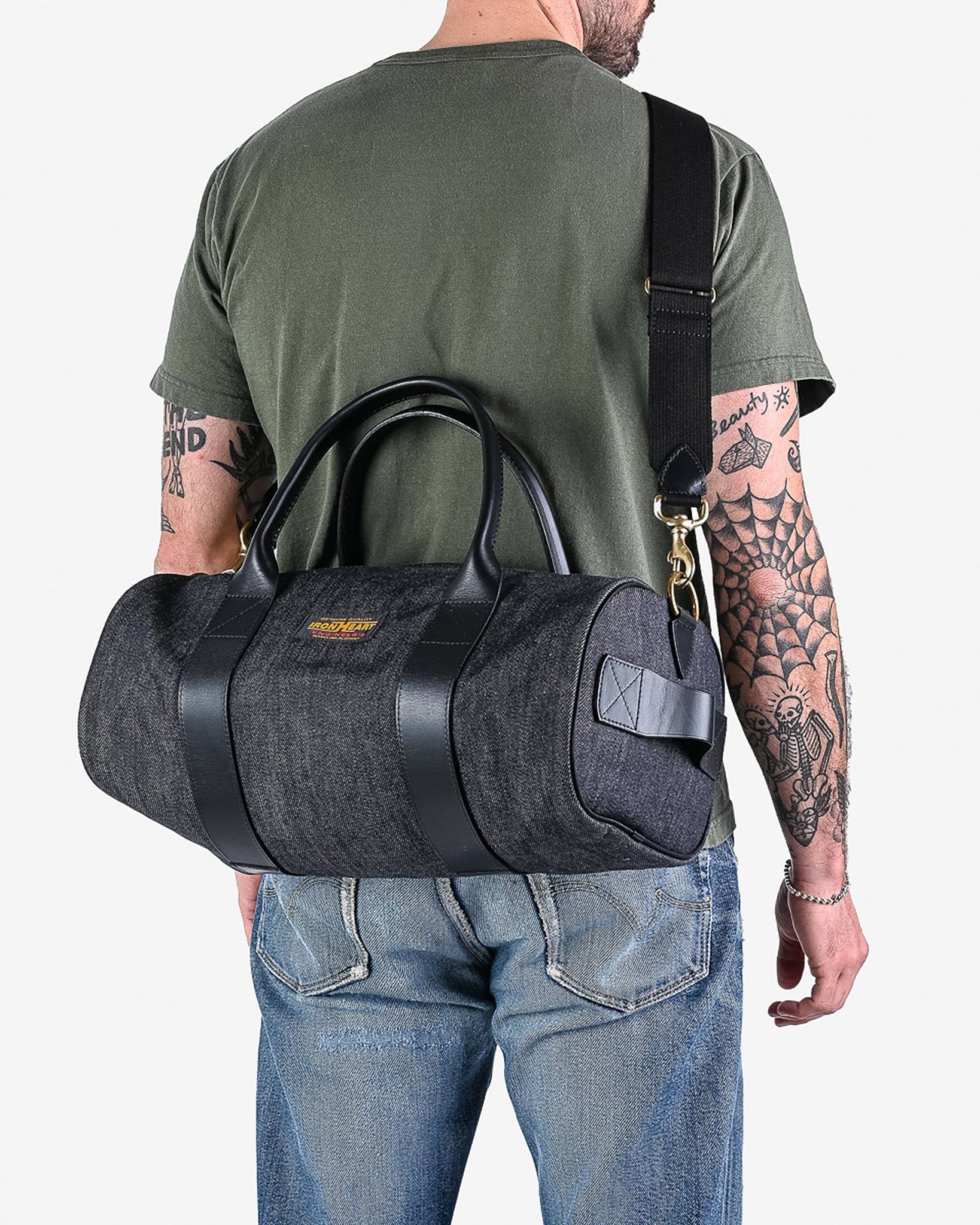 Japanese Denim and Leather Holdall – Iron Heart