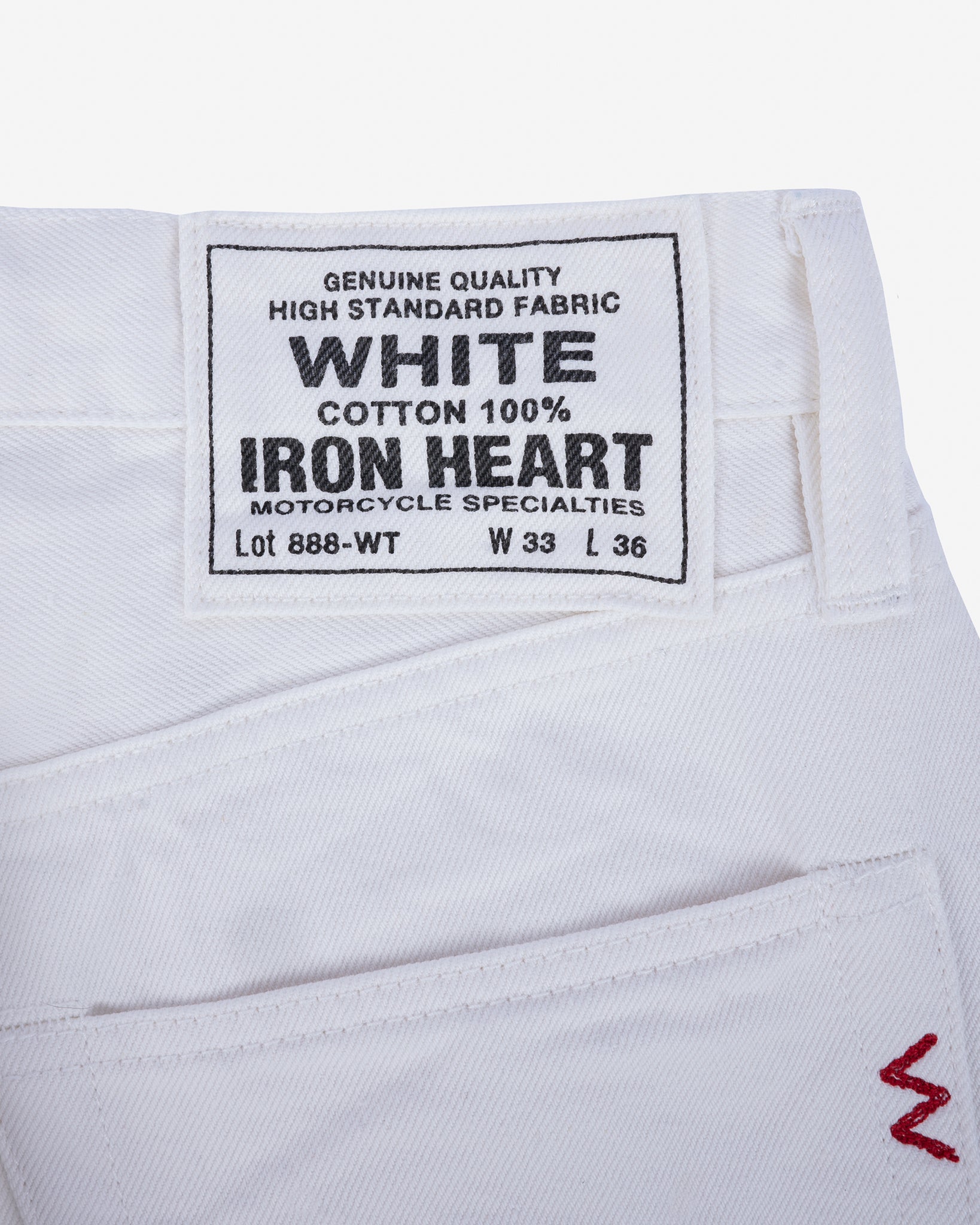 13.5oz Cotton Twill Medium/High Rise Tapered Cut Trousers - White