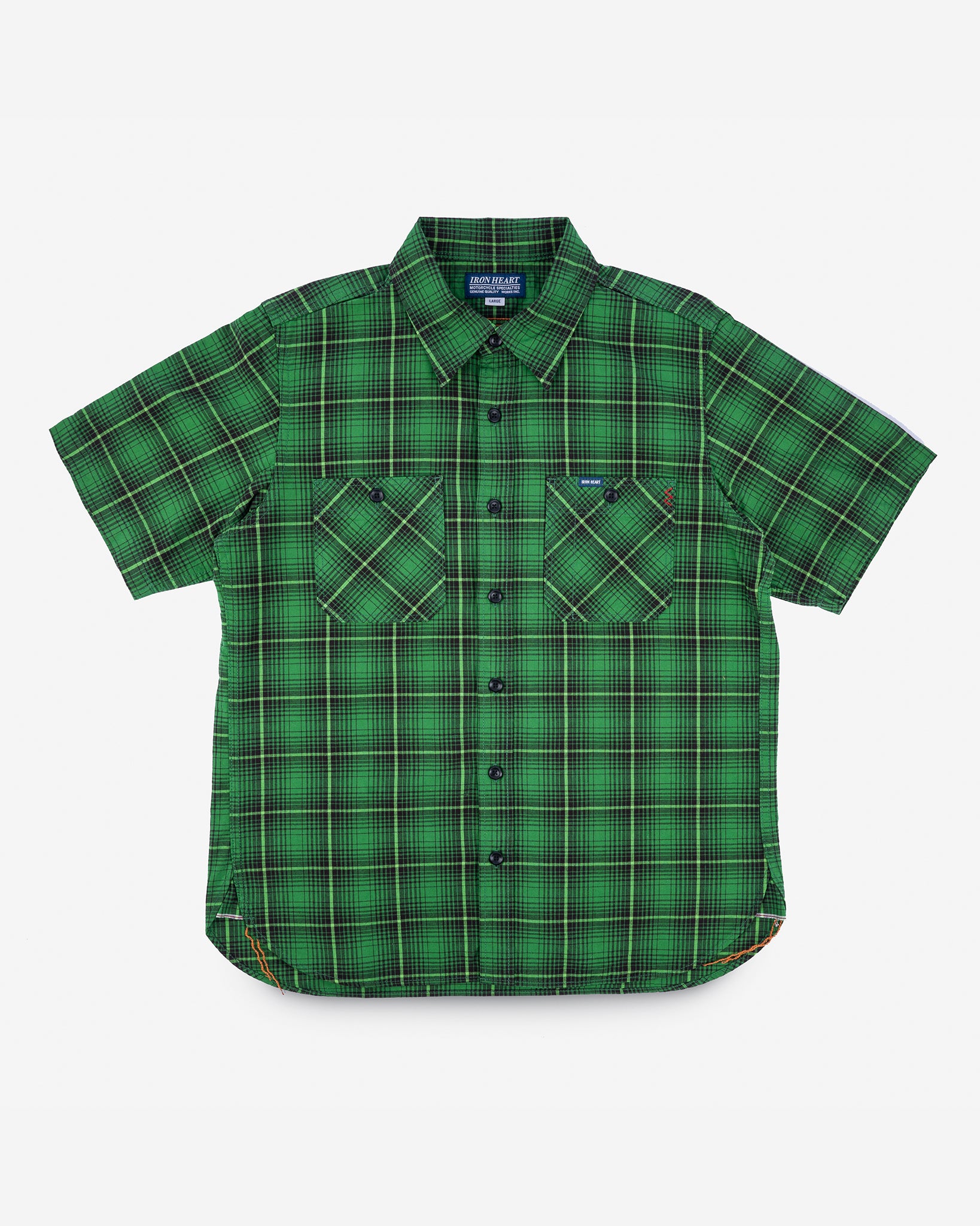 5oz Selvedge Short Sleeved Work Shirt - Green Vintage Check
