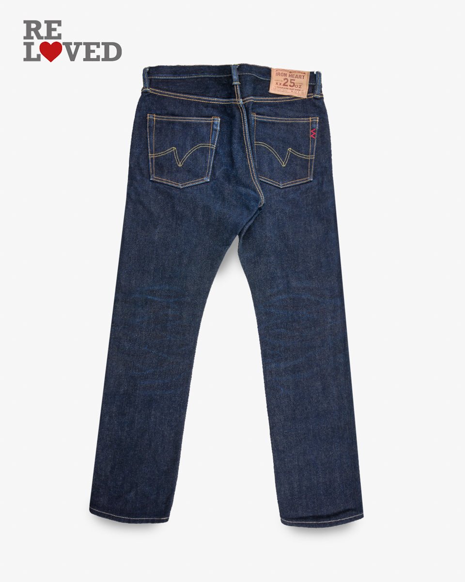 25oz Selvedge Denim Super Slim Cut Jeans - Indigo (IH-555-XHS) Tag 34, Hemmed to 32.5"