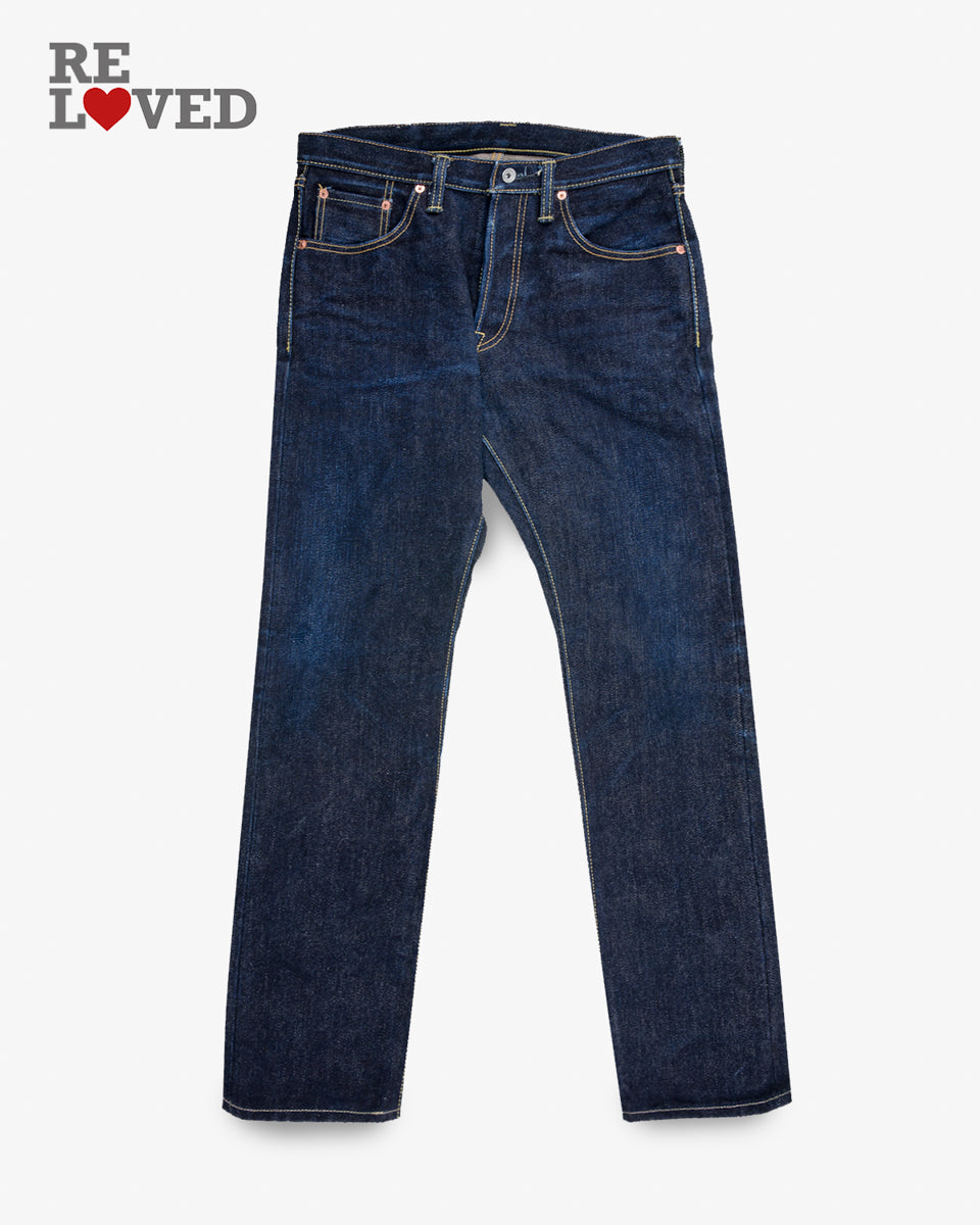 25oz Selvedge Denim Super Slim Cut Jeans - Indigo (IH-555-XHS) Tag 34, Hemmed to 32.5"