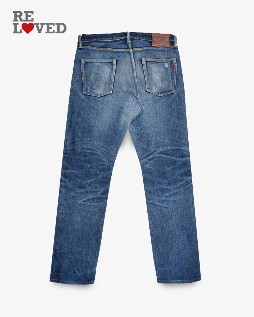 21oz Selvedge Denim Straight Cut Jeans - Indigo (IH-633S) Tag 38, Hemmed to 33.5"