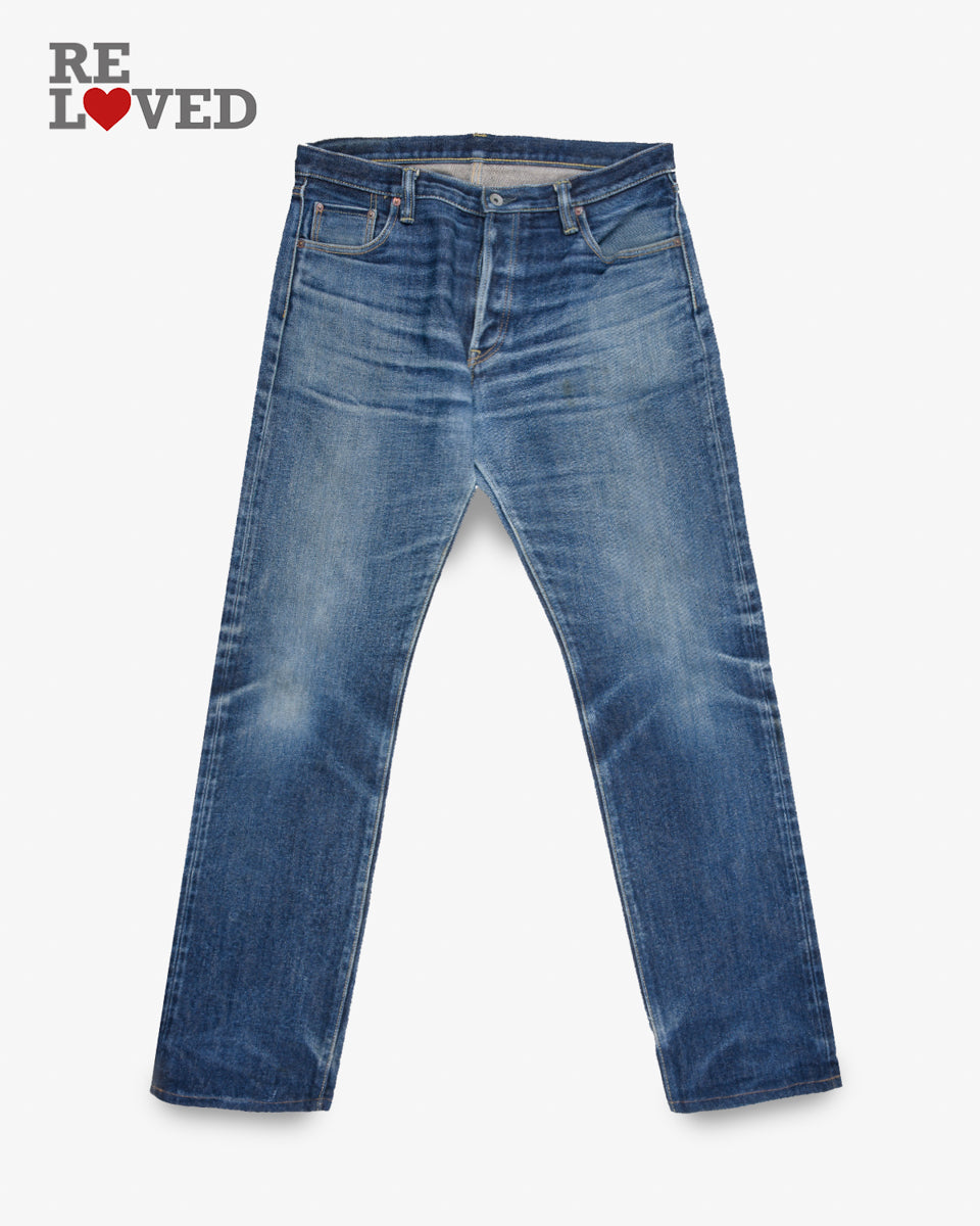 21oz Selvedge Denim Straight Cut Jeans - Indigo (IH-633S) Tag 38, Hemmed to 33.5"