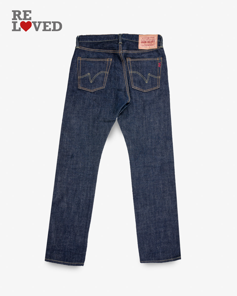 17oz Selvedge Denim Slim Cut Jeans - Natural Indigo (IH-555N) Tag 33, Hemmed to 34.0"