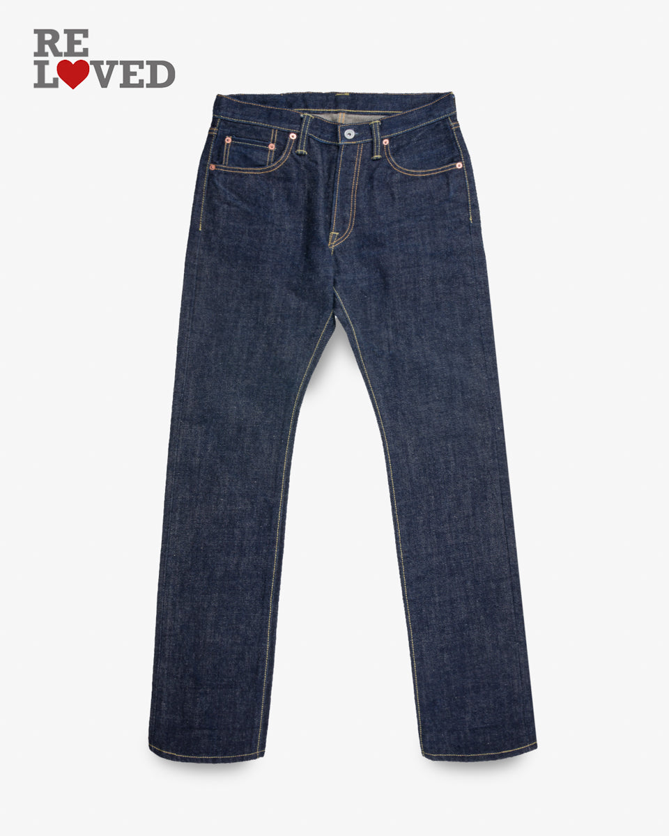 17oz Selvedge Denim Slim Cut Jeans - Natural Indigo (IH-555N) Tag 33, Hemmed to 34.0"