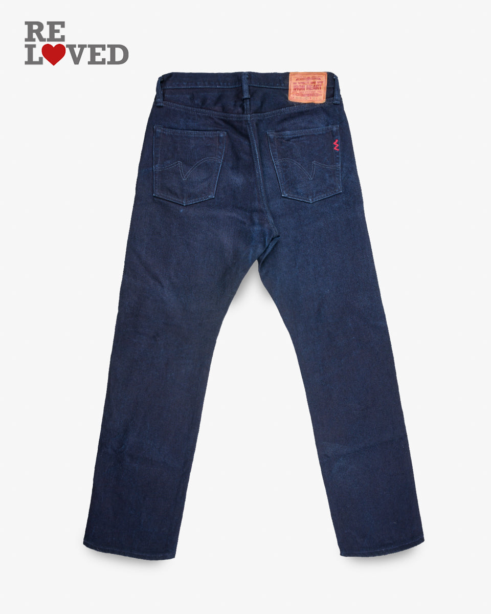 14oz Selvedge Denim Relaxed Tapered Cut  Jeans - Indigo/Black (IH-888S-142ib) Tag 34, Hemmed to 31.5"