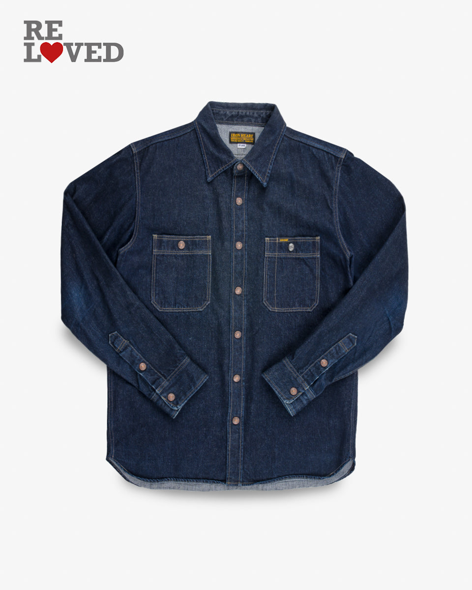 12oz Selvedge Denim Work Shirt With Snaps - Indigo (IHSH-326-IND) Size XXXXL