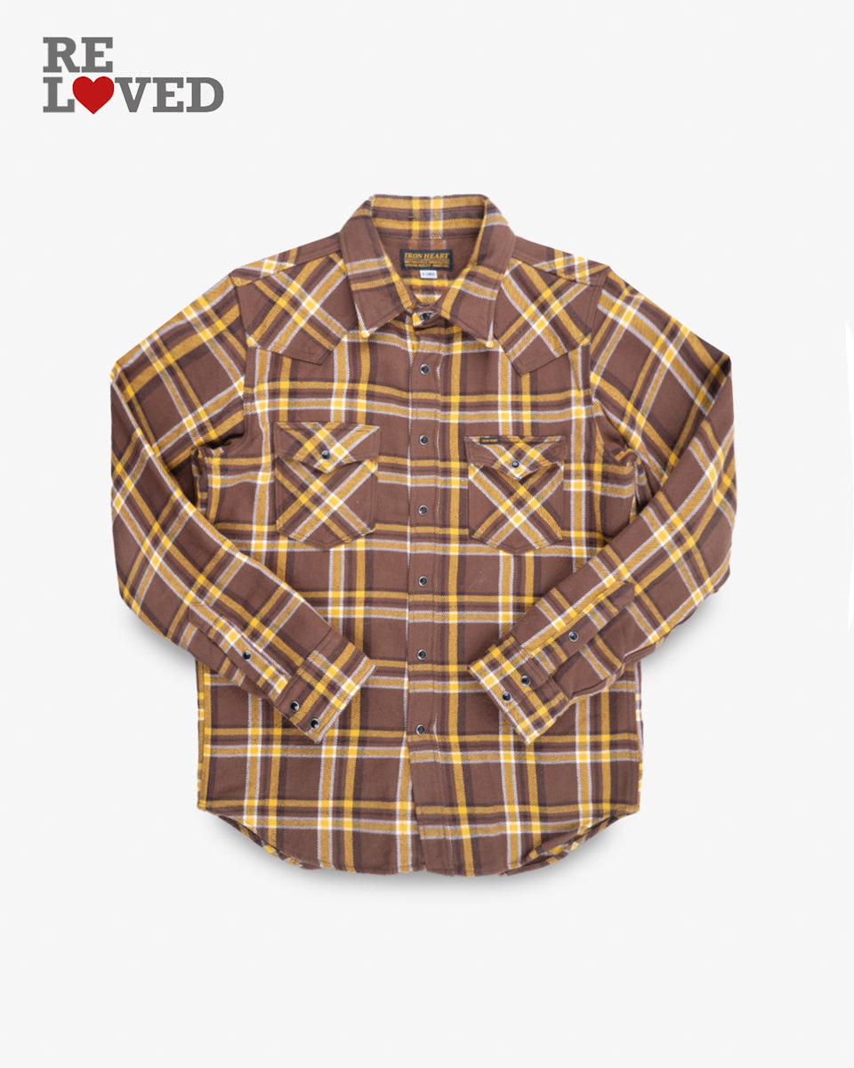 Ultra Heavy Flannel Crazy Check Western Shirt - Brown (IHSH-372-BRN) Size XL