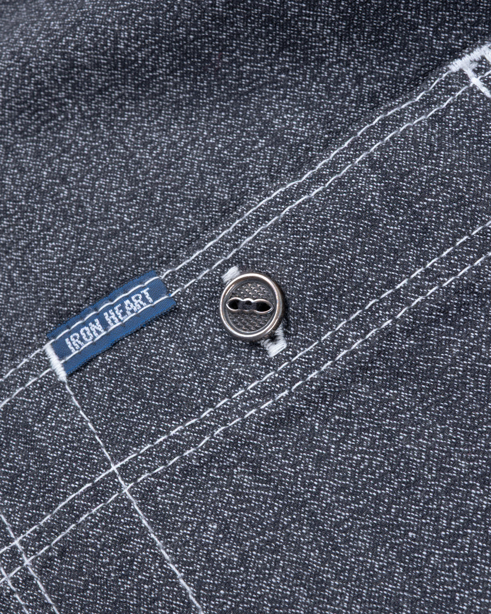 10oz Mock Twist Selvedge Chambray Work Shirt - Black 'The Salt and Pepper' (IHSH-290-BLK) Size XXXL