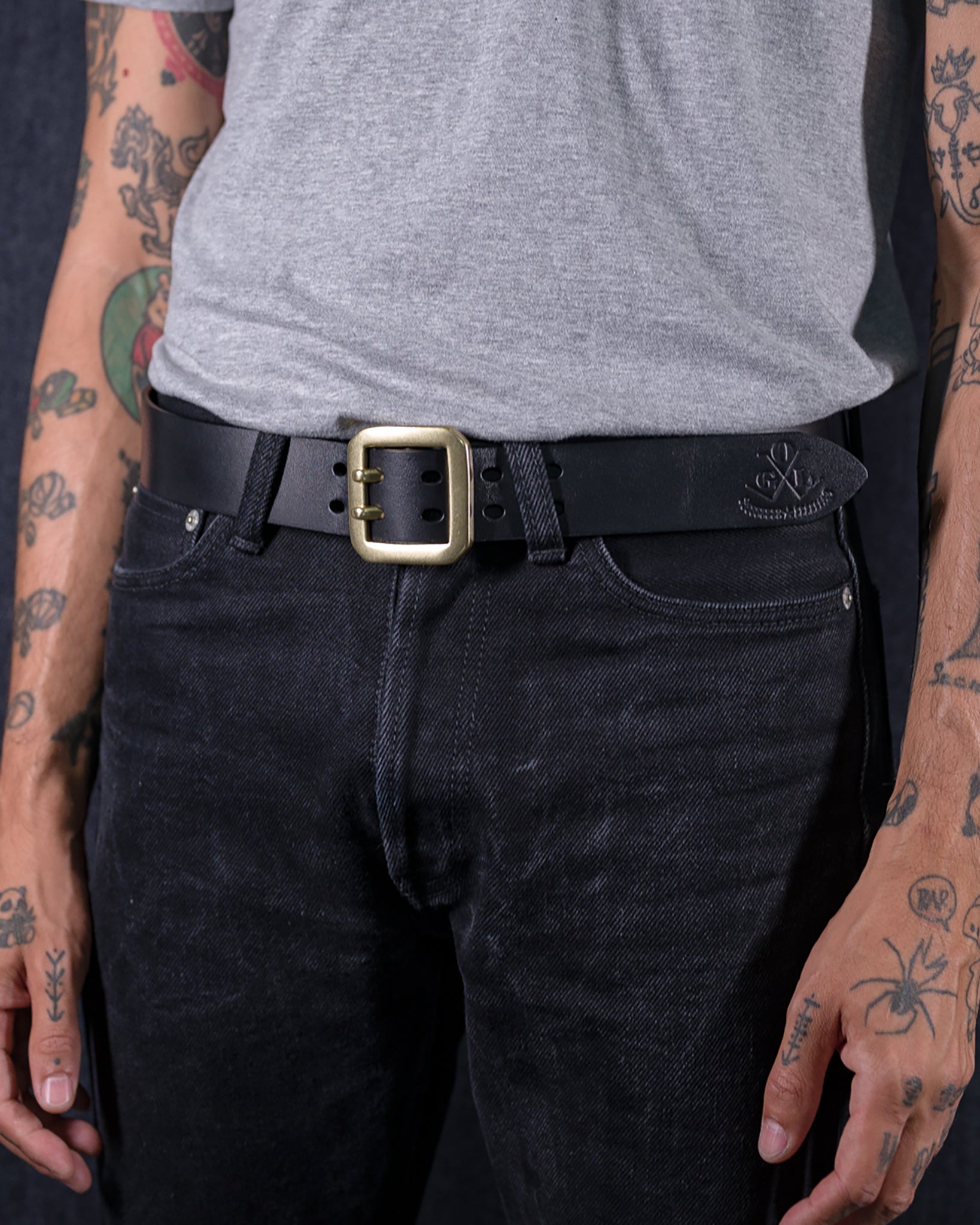 Obbi Good Label Full-Dyed Leather Double Prong Belt – Iron Heart