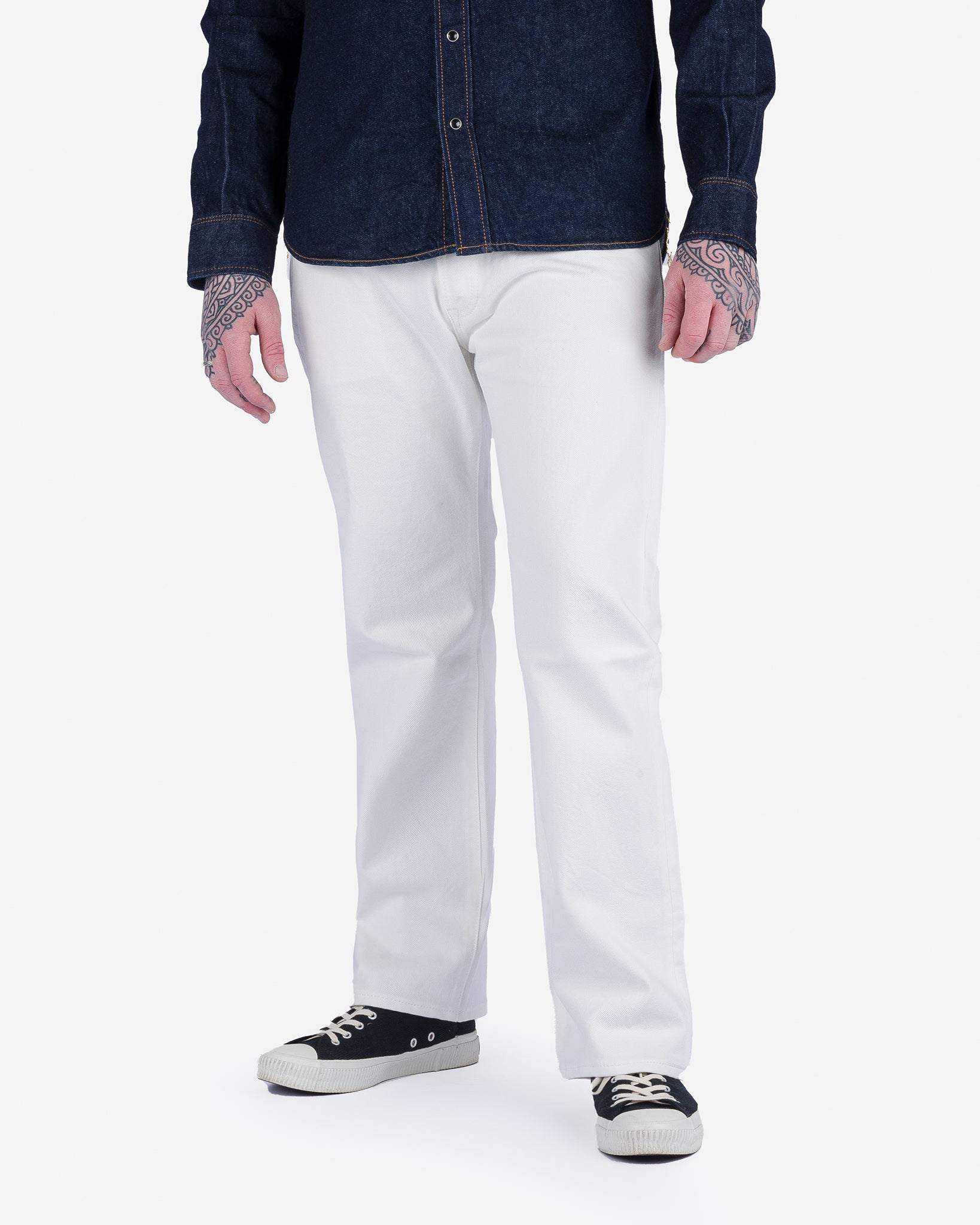 13.5oz Cotton Twill Straight Cut Trousers - White – Iron Heart