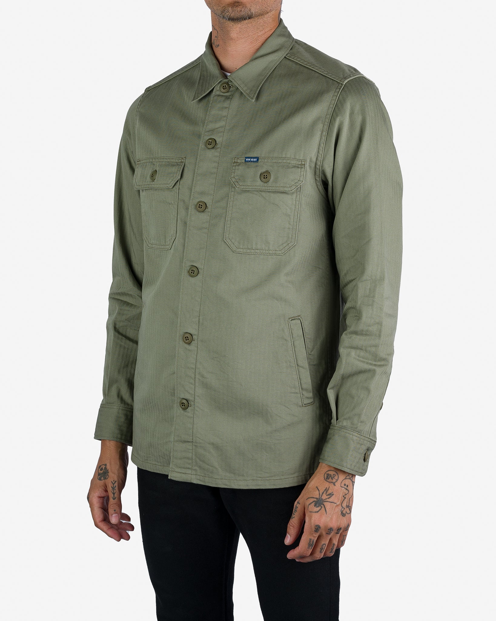 9oz Herringbone Military Shirt - Olive Drab Green