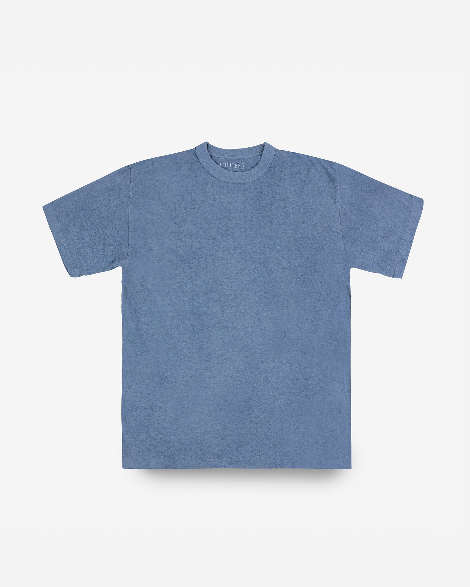 UTILITEES - 5.5oz Loopwheel Crew Neck T-Shirt - Natural Indigo / White Body