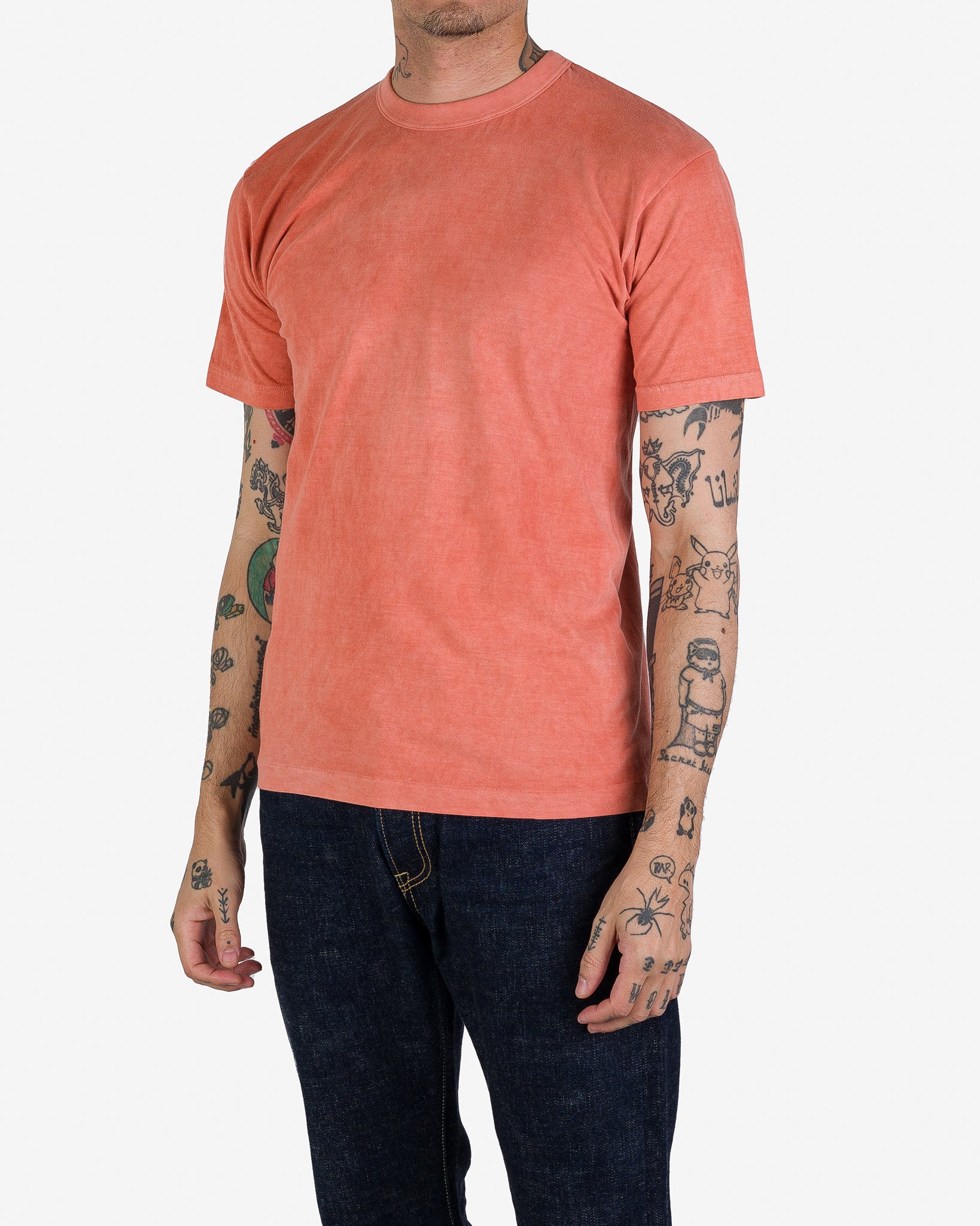 UTILITEES - 5.5oz Loopwheel Crew Neck T-Shirt - Hand Dyed Coral Pink