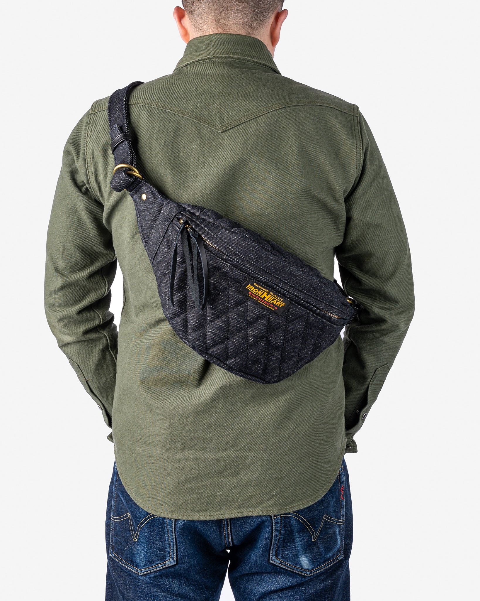 Diamond Stitched 25oz Selvedge Denim Waist Bag - Indigo