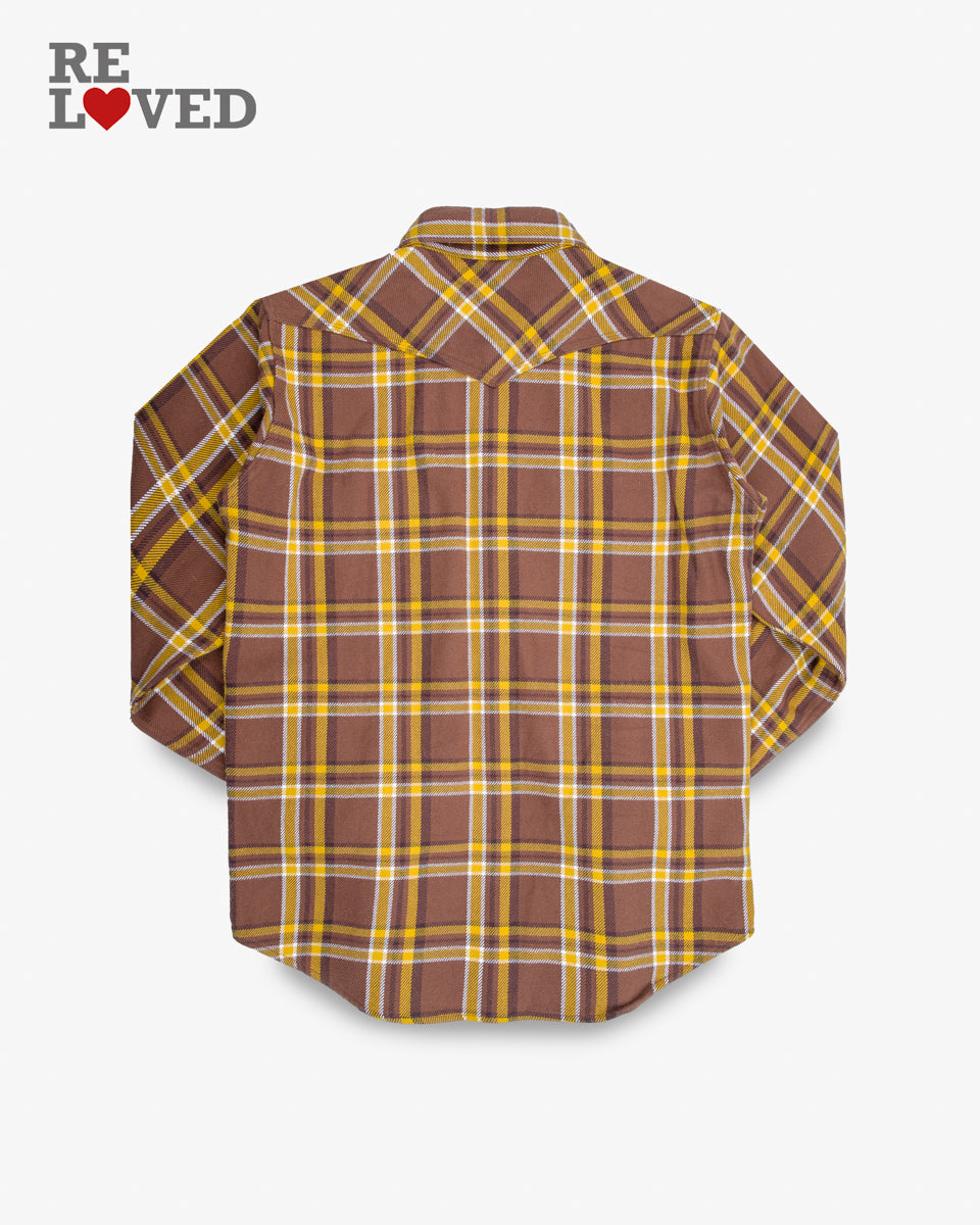 Ultra Heavy Flannel Crazy Check Western Shirt - Brown (IHSH-372-BRN) Size Large