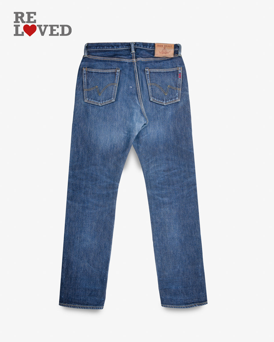 21oz Selvedge Denim Medium/High Rise Tapered Cut Jeans - Indigo (IH-888S-21) Tag 35, Hemmed to 35.0''