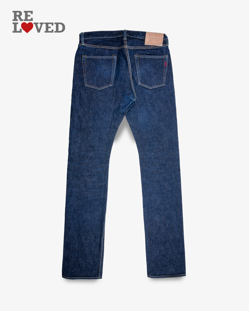 18oz Selvedge Denim Super Slim Cut Jeans - Indigo (IH-555-02) Tag 34, Hemmed to 36.8"