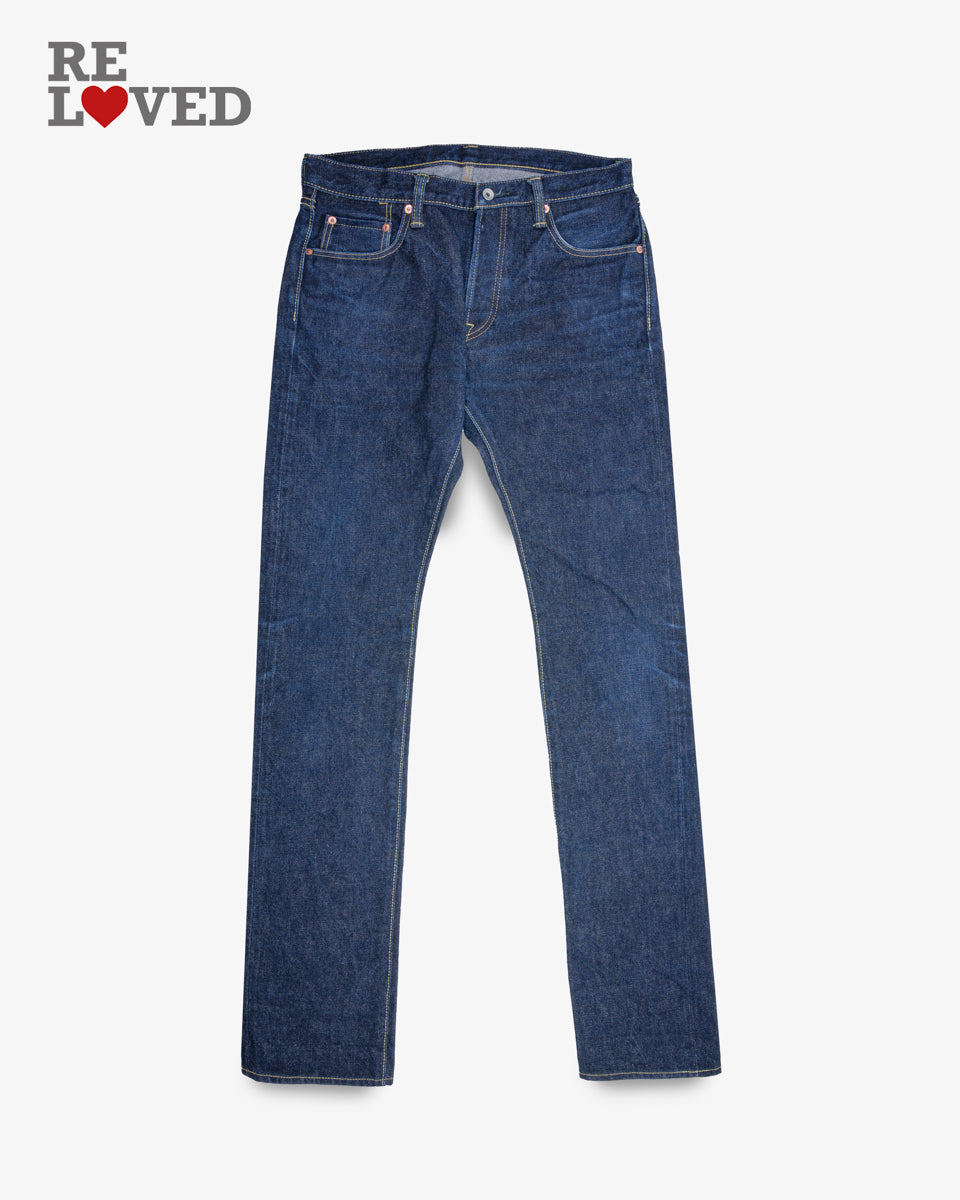 18oz Selvedge Denim Super Slim Cut Jeans - Indigo (IH-555-02) Tag 34, Hemmed to 36.8"