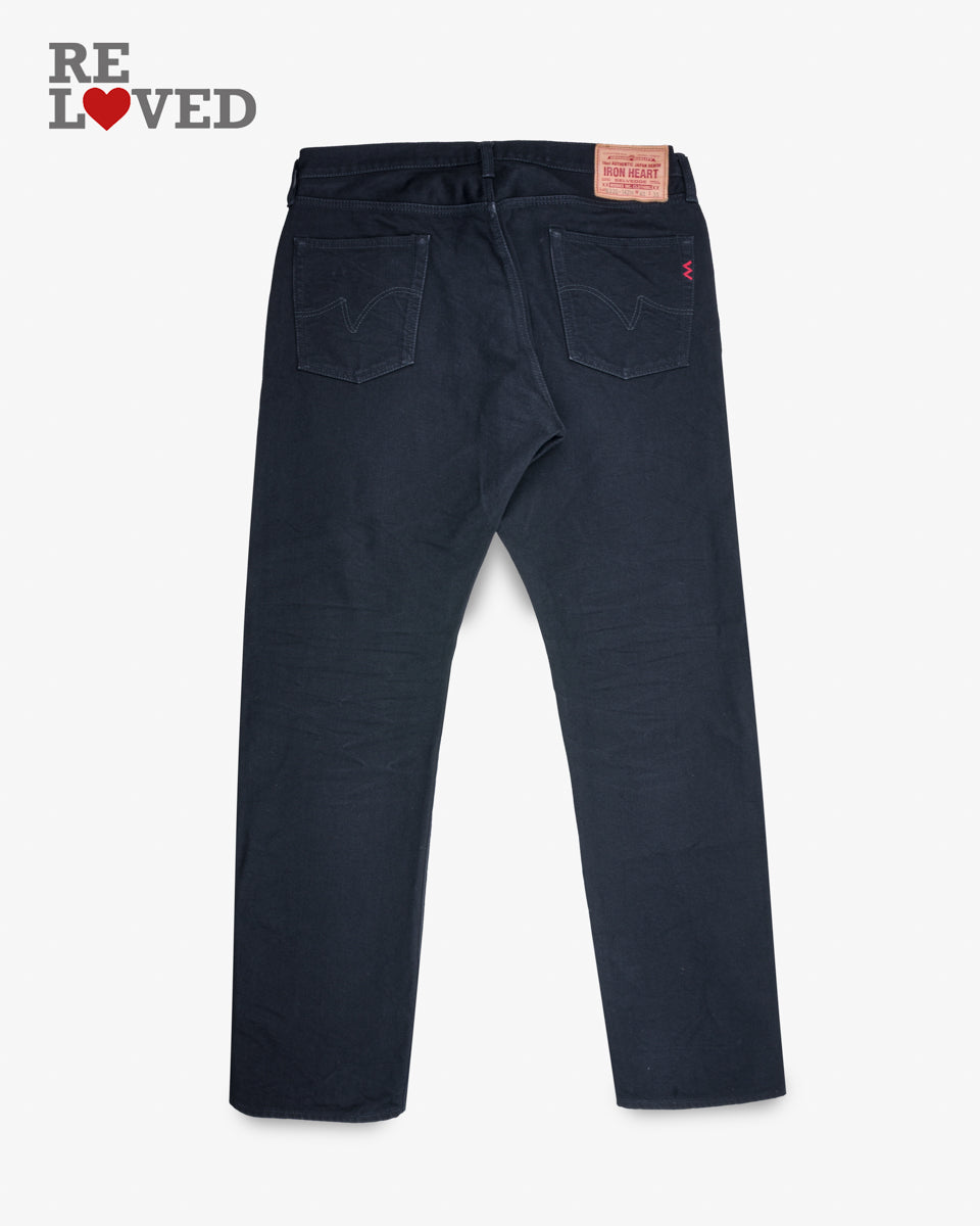 14oz Selvedge Denim Straight Cut Jeans - Black/Black (IH-633S-142bb) Tag 40, Hemmed to 35.5"