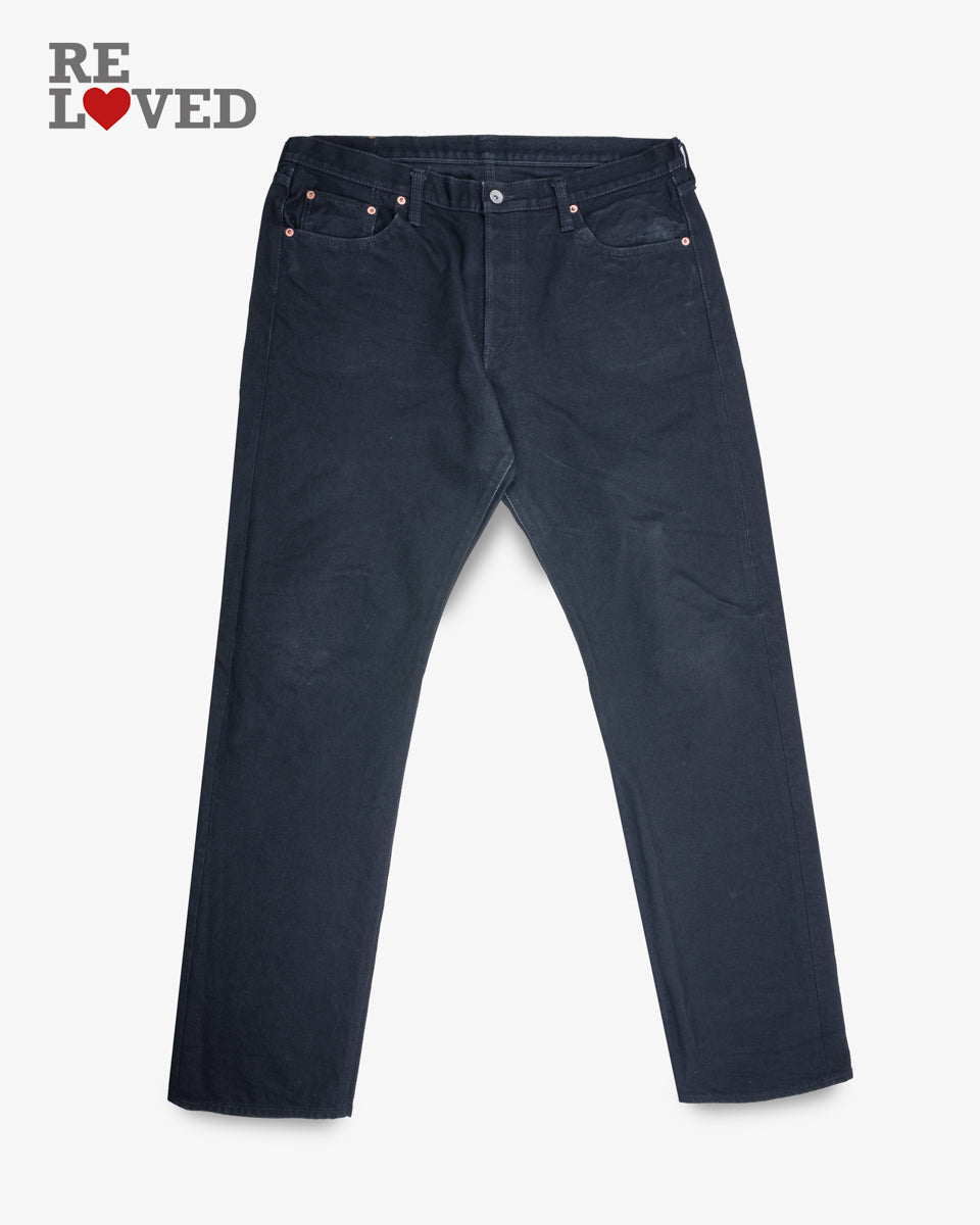 14oz Selvedge Denim Straight Cut Jeans - Black/Black (IH-633S-142bb) Tag 40, Hemmed to 35.5"