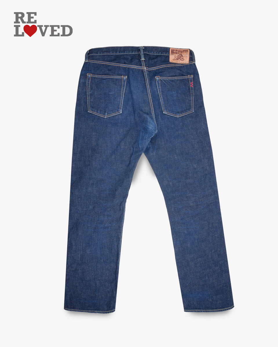 18oz Vintage Selvedge Denim Straight Cut Jeans - Indigo (IH-633S-18) Tag 40, Hemmed to 37.0"