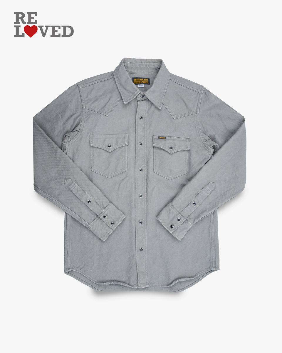 13oz Military Serge Western Shirt - Grey (IHSH-235-GRY) Size Large