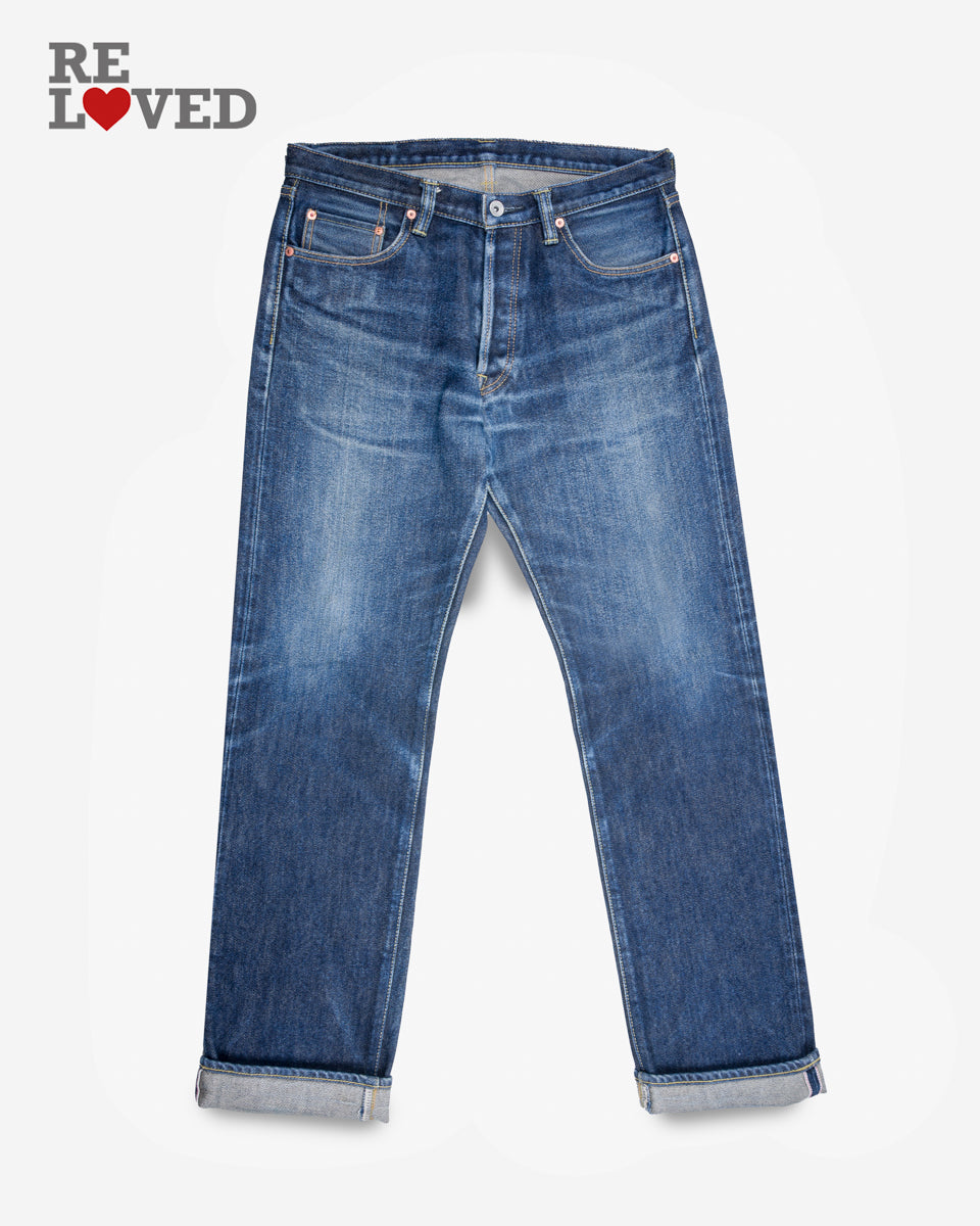 21oz Selvedge Denim Straight Cut Jeans - Indigo (IH-634S) Tag 35, Hemmed to 34.0"