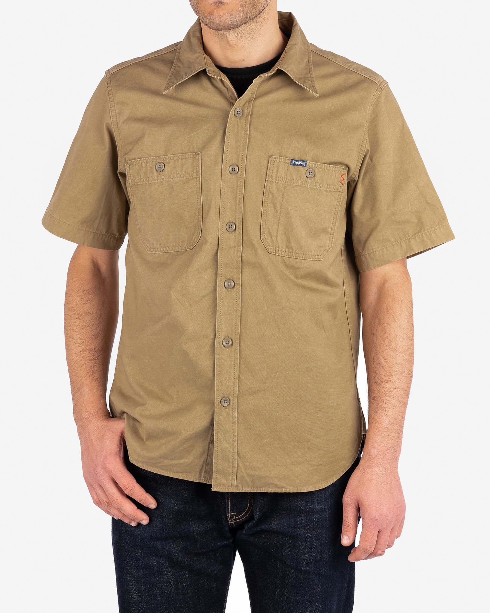 7oz Fatigue Cloth Short Sleeved Work Shirt - Khaki – Iron Heart
