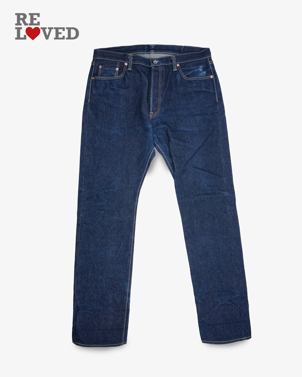 21/23oz Ultra Heavy Raw Selvedge Denim Medium/High Rise Tapered Cut Jeans - Indigo (IH-888S-UHR) Tag 40, Hemmed to 36.0"