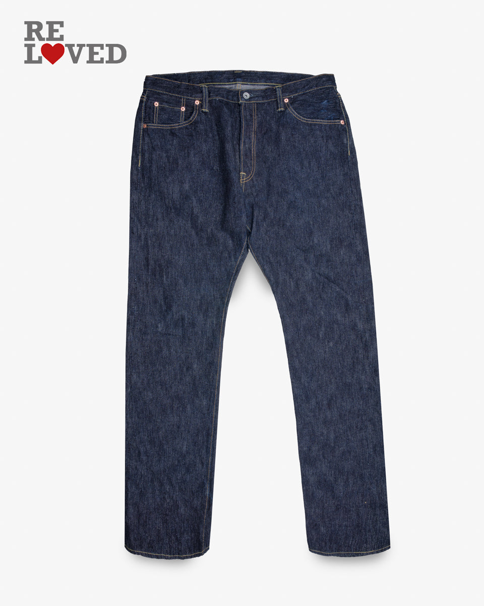16oz Slubby Selvedge Denim Relaxed Tapered Cut Jeans - Indigo (IH-888S-SLB) Tag 40, Hemmed to 36.0"