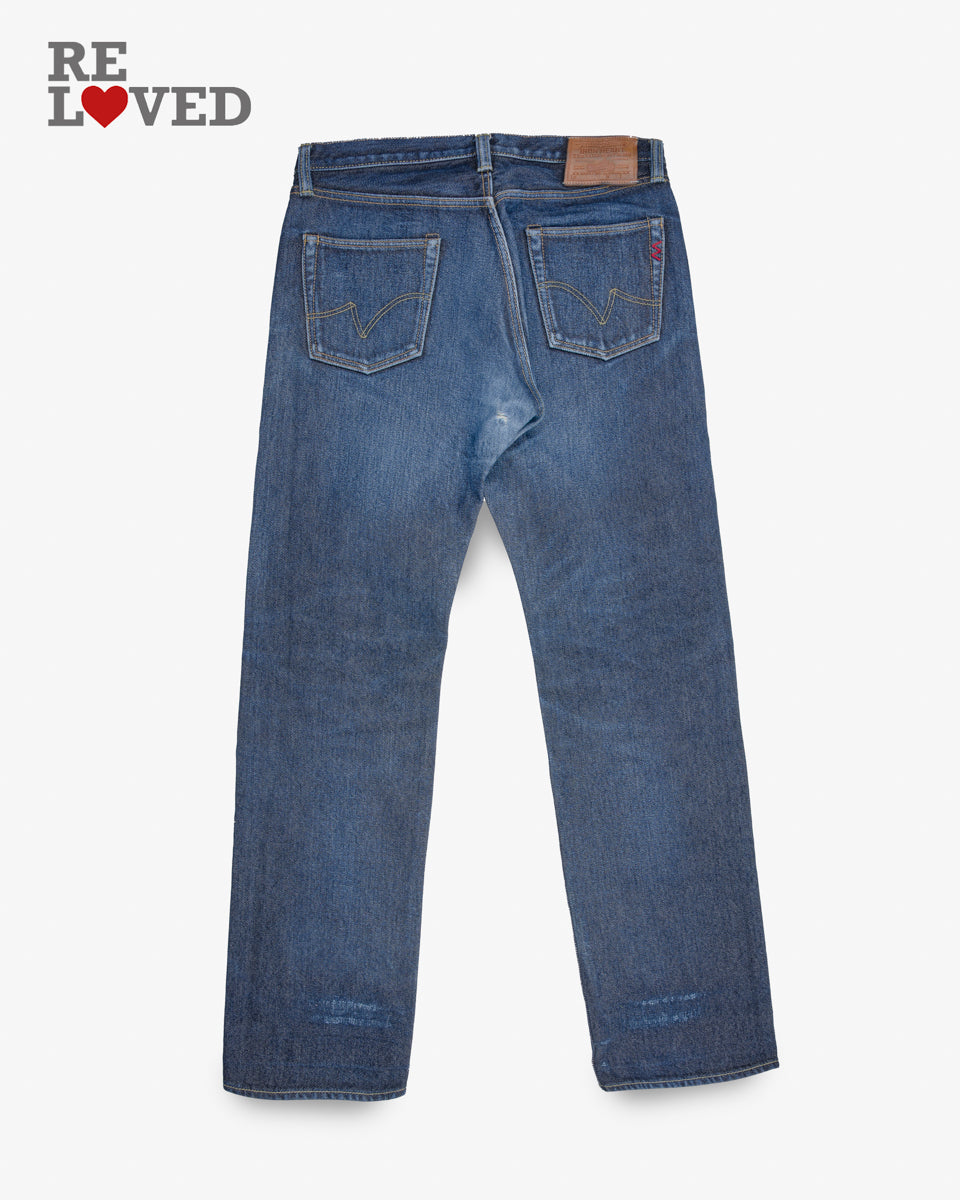 21oz Left Hand Twill Selvedge Denim Straight Cut Jeans - Indigo (IH-634S-21L) Tag 35, Hemmed to 35.0"