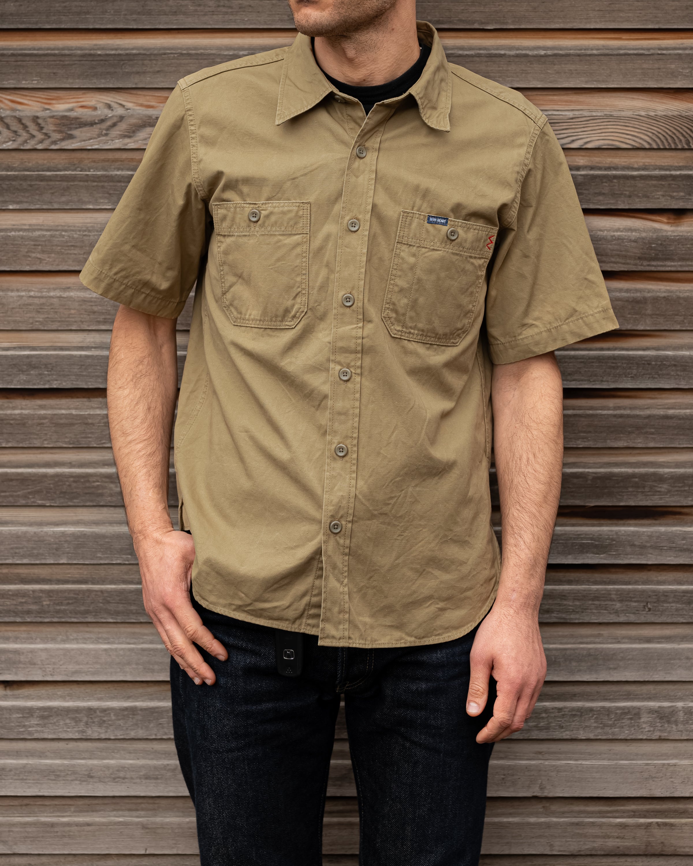 7oz Fatigue Cloth Short Sleeved Work Shirt - Khaki – Iron Heart