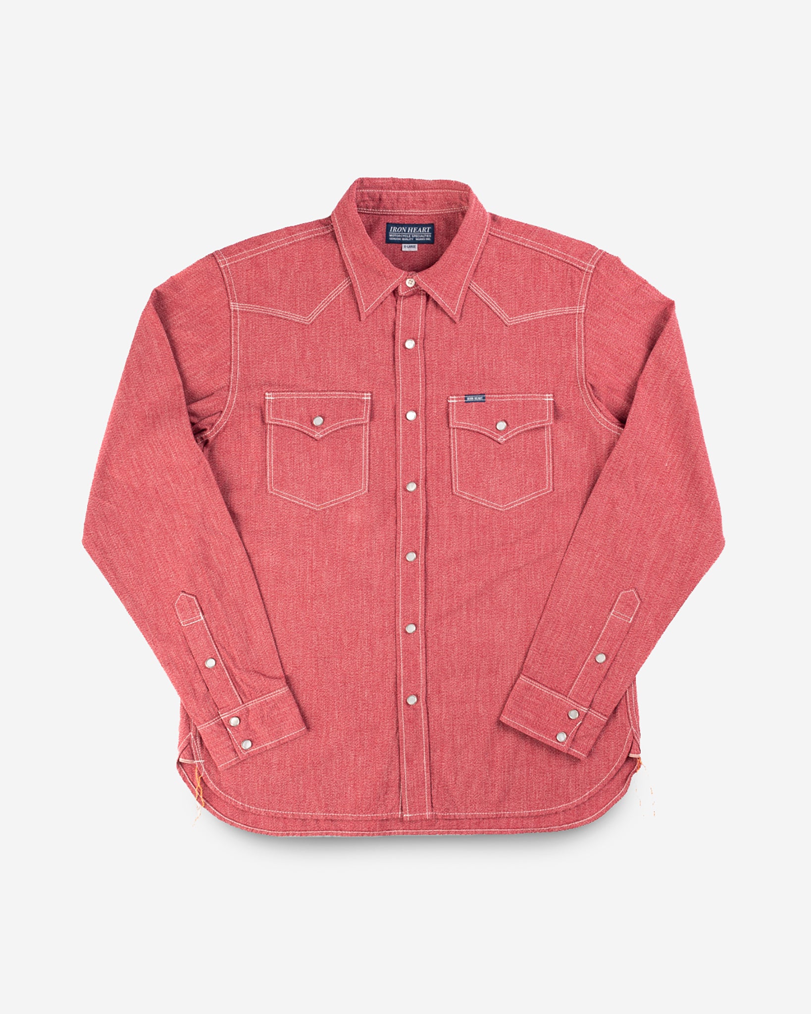 10oz Mock Twist Selvedge Chambray Western Shirt - Red 'The Salt and Cayenne'