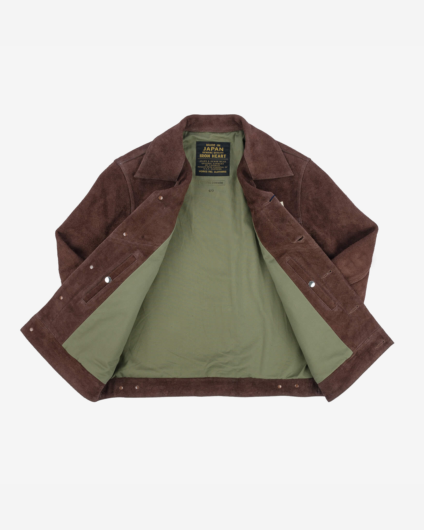 Iron Heart Split Steerhide Leather Type III Jacket in Brown