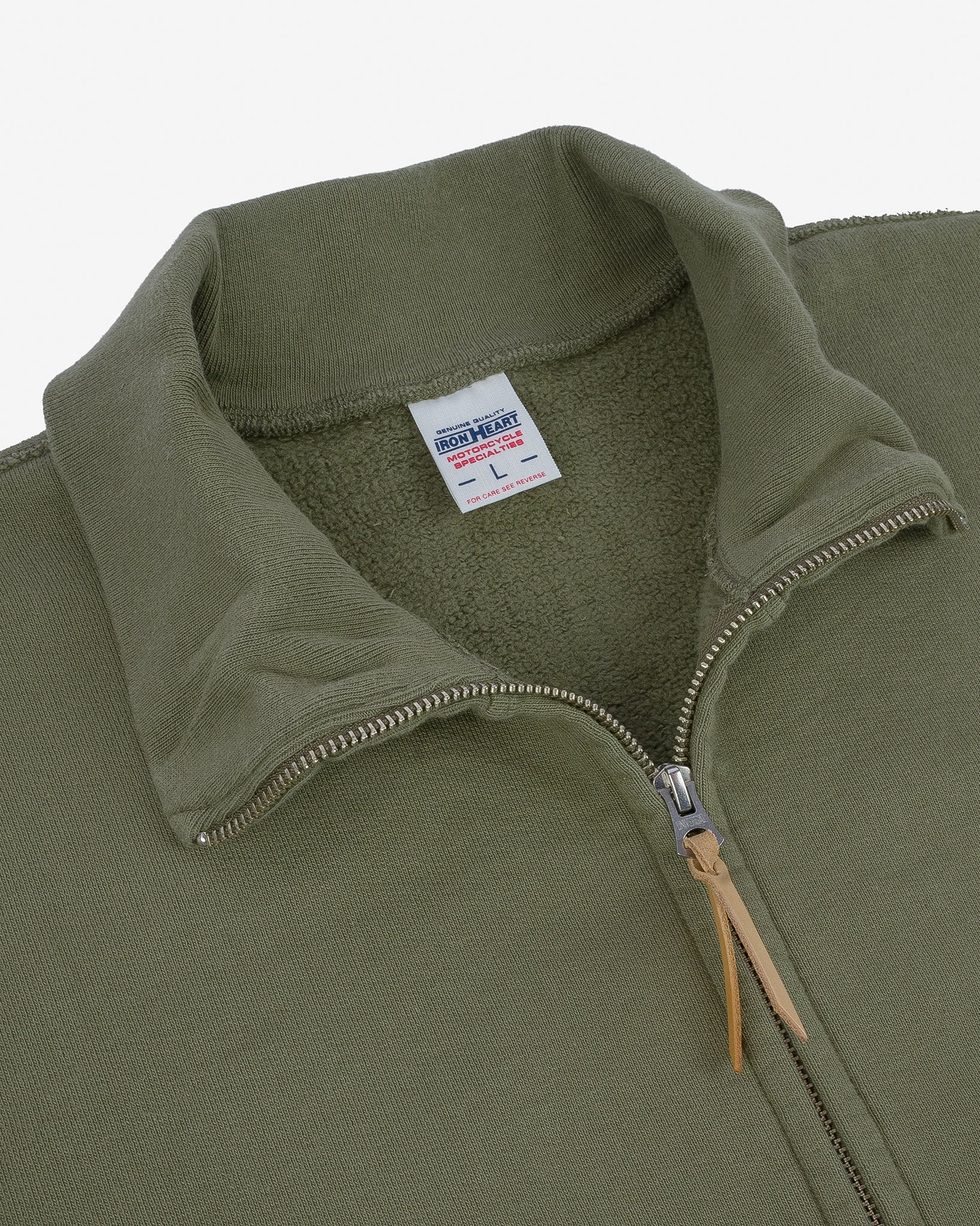14oz Ultra Heavyweight Loopwheel Cotton Zip Up Sweater - Olive