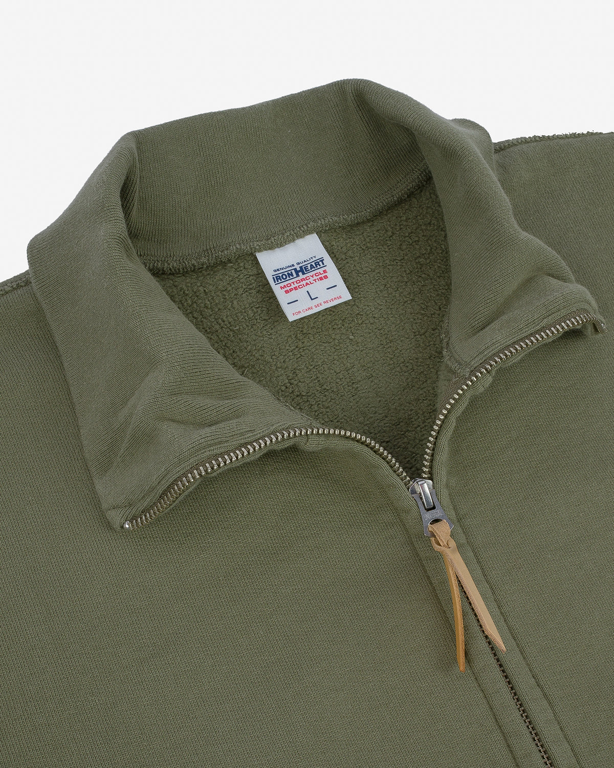 14oz Ultra Heavyweight Loopwheel Cotton Zip Up Sweater - Olive 