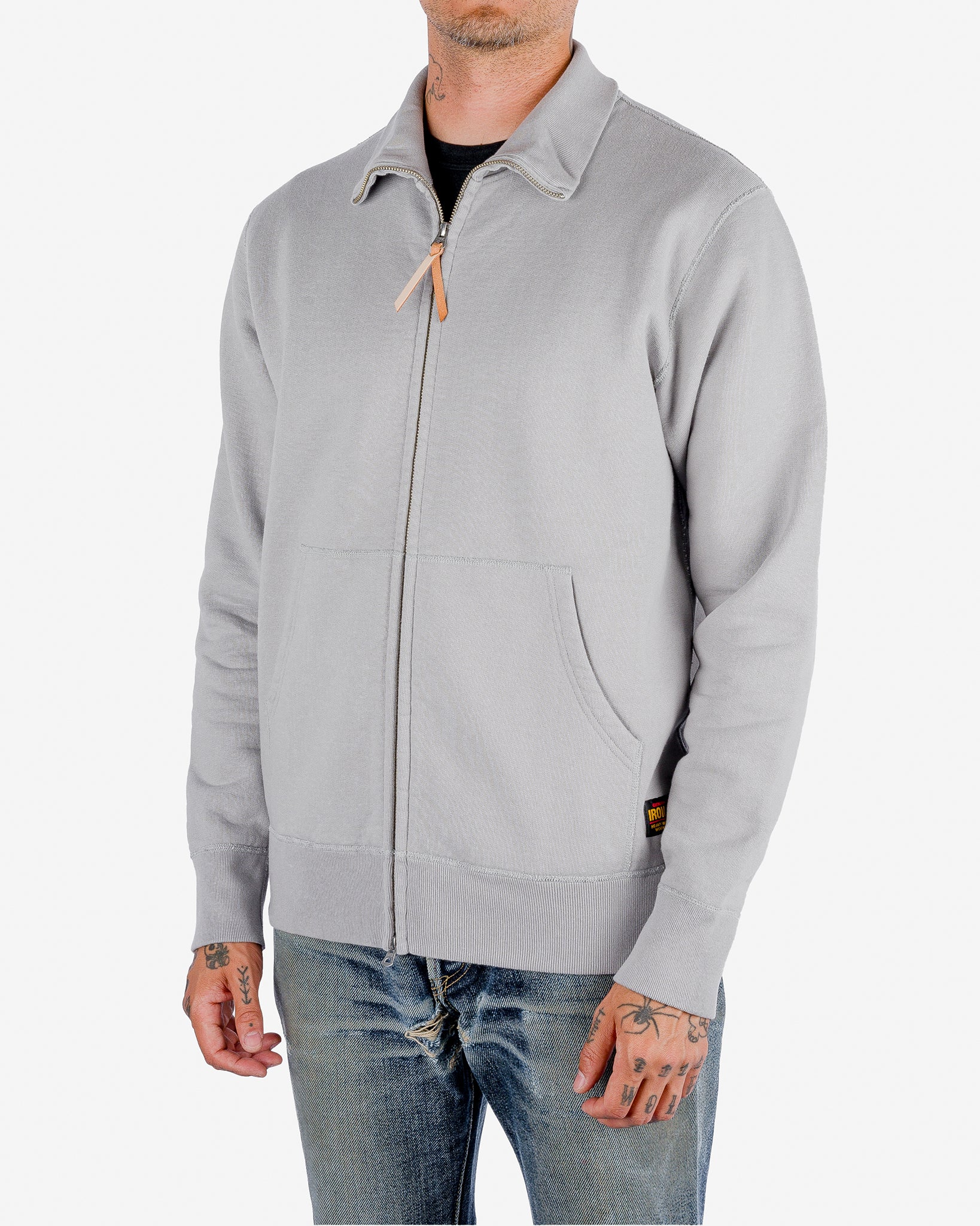 14oz Ultra Heavyweight Loopwheel Cotton Zip Up Sweater - Grey
