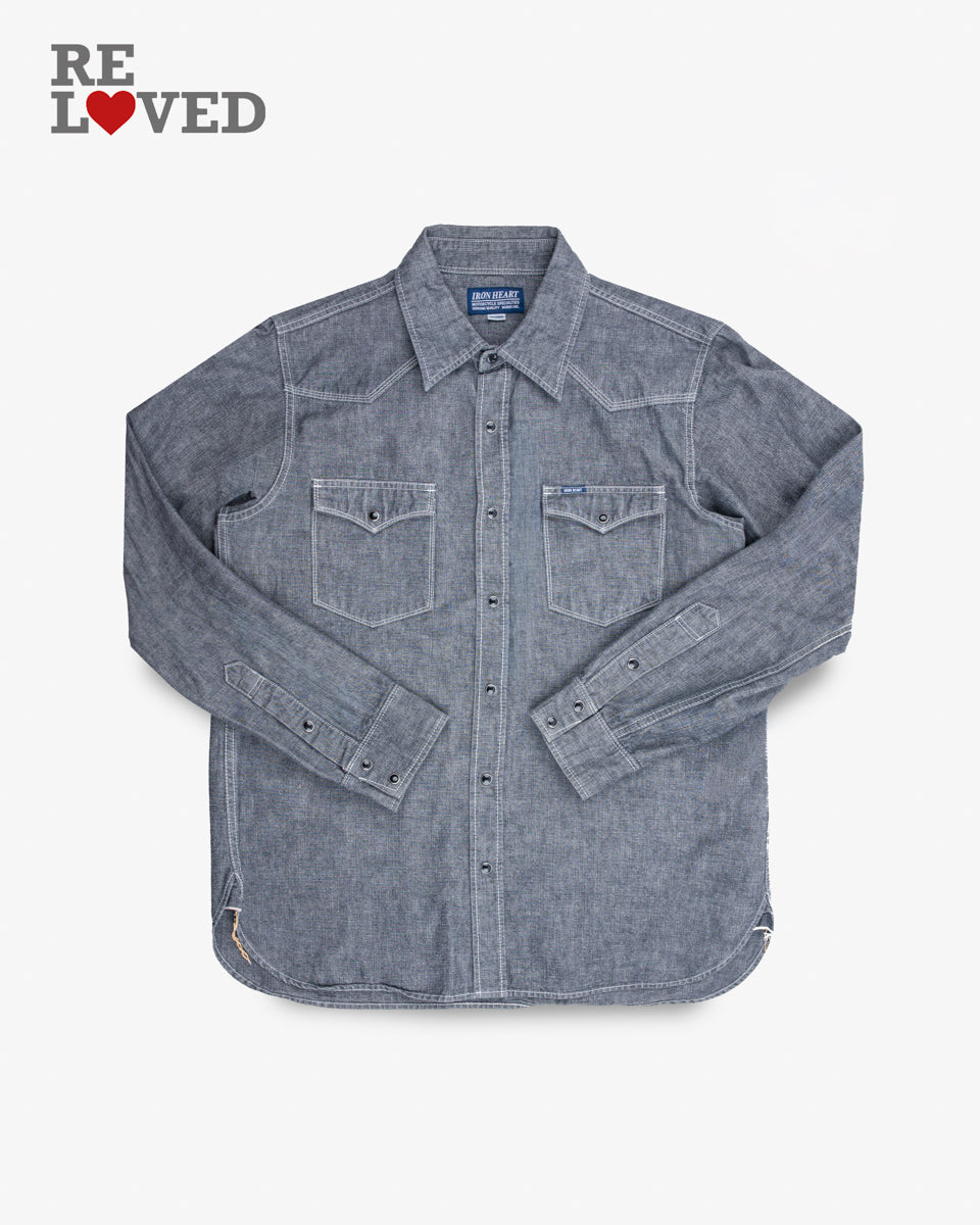 10oz Selvedge Chambray Western Shirt - Black (IHSH-128-BLK) Size XXL