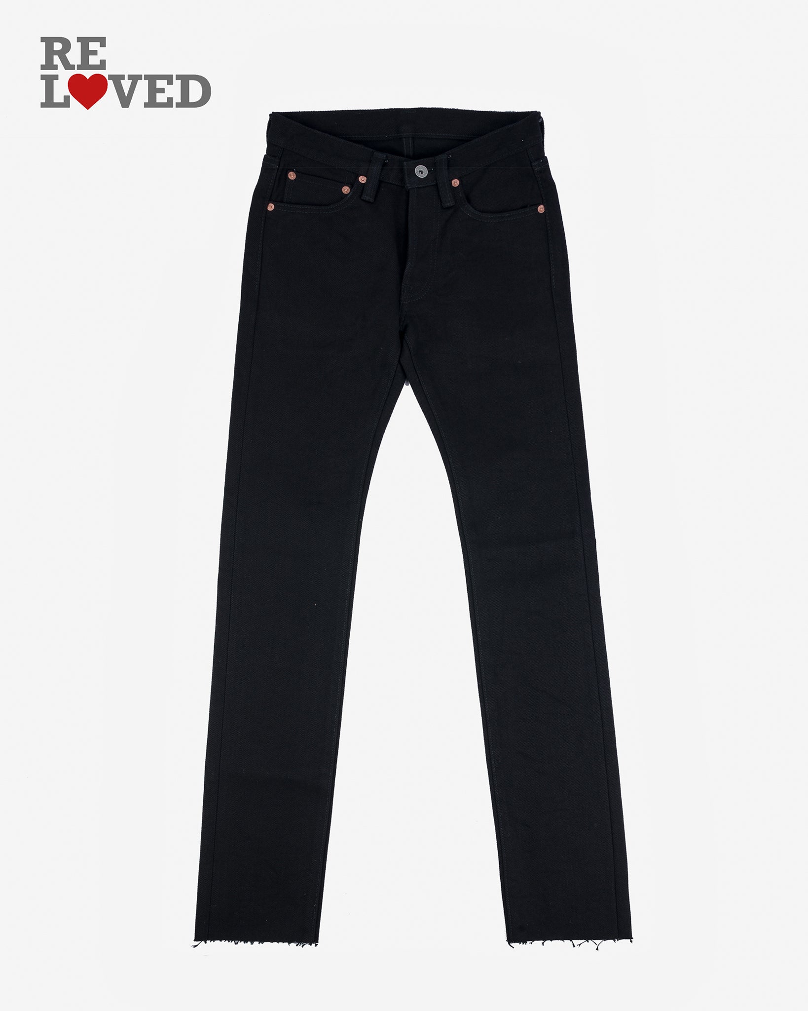 21oz Selvedge Denim Slim Tapered Jeans - Superblack (Fades To Grey) (BS69xSOP420) Tag 28, Cut to 33.0''