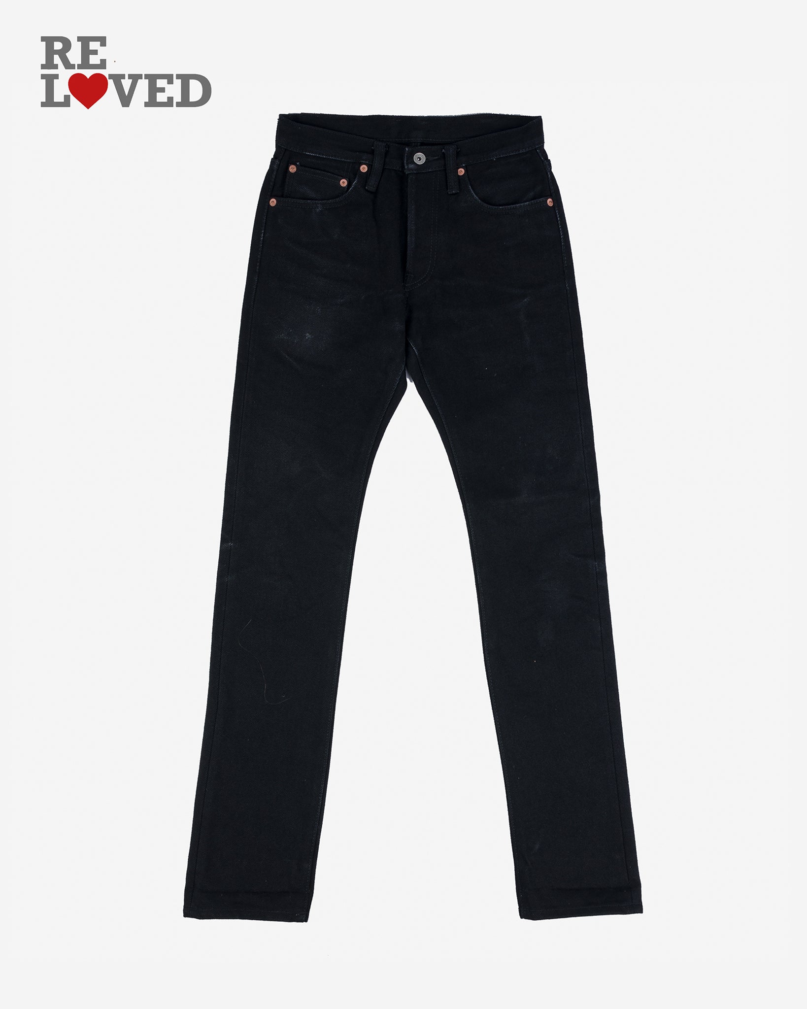 21oz Selvedge Denim Slim-Tapered Cut Jeans - Black (IH-8301S) Tag 28, Hemmed to 31.0''