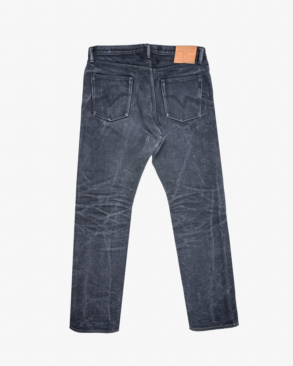 25oz Selvedge Denim Relaxed Tapered Cut Jeans - Black/Black (IH-888-XHSbb) Tag 38, Hemmed to 34.3"